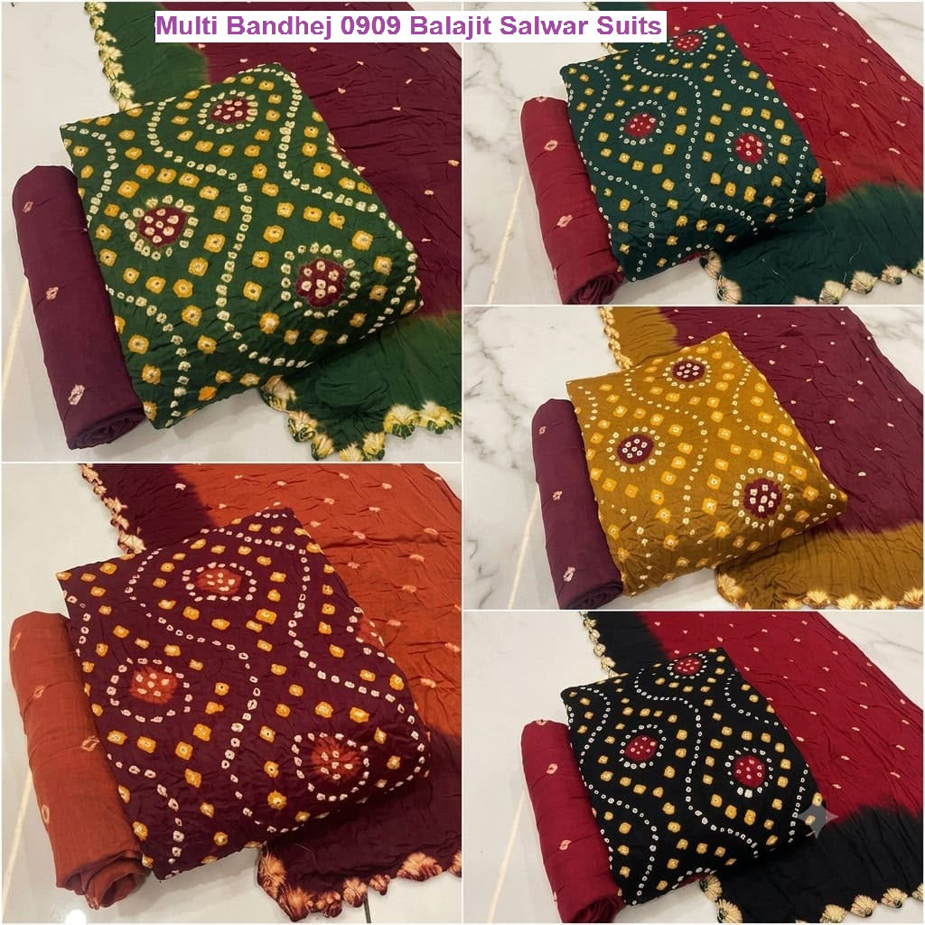 Multi Bandhej 0909 Balajit Satin Salwar Suits Exporter Gujarat