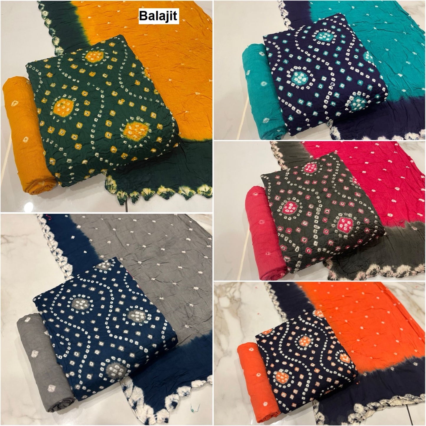 Multi Colour Bandhej 0708 Balajit Cotton Satin Salwar Suits Wholesale Price