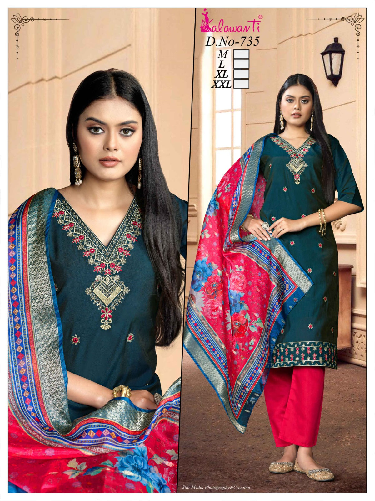 Multi Sequence 2909 Kalawanti Silk Readymade Pant Style Suits Supplier India