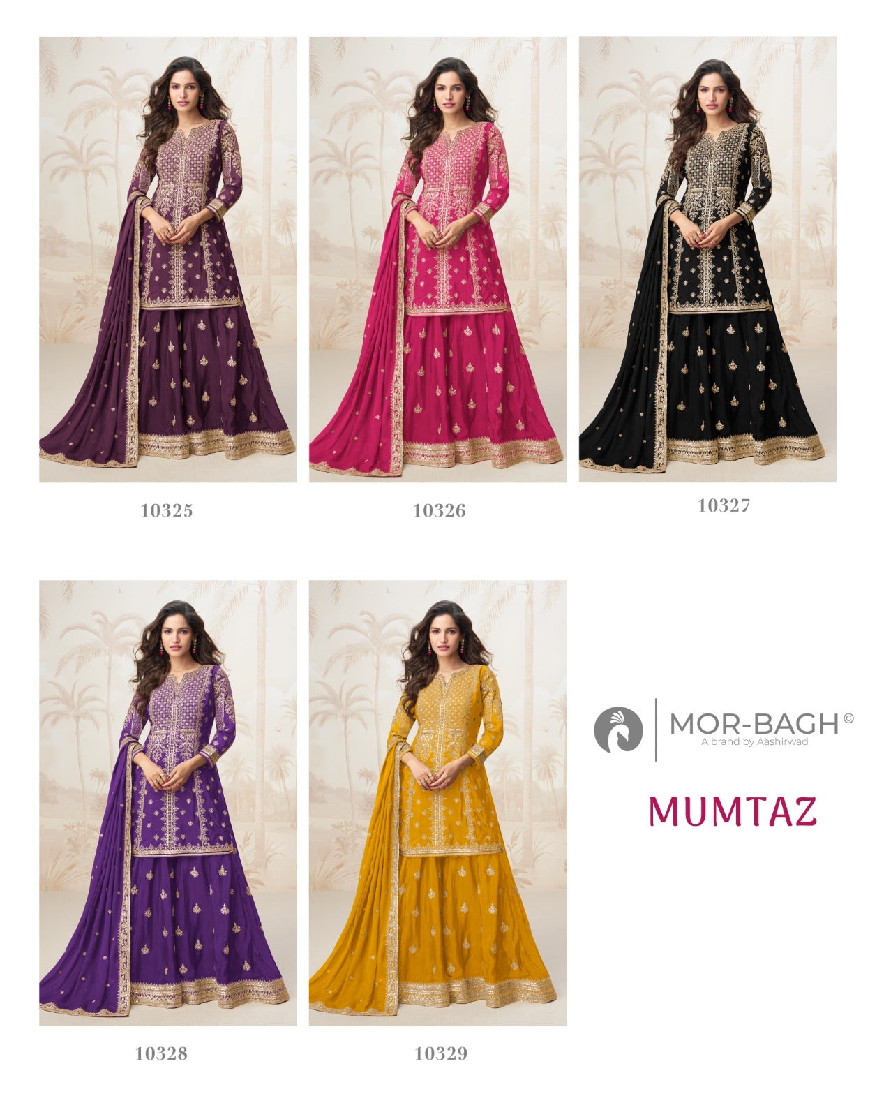 Mumtaz Aashirwad Mor Bagh Chinon Readymade Suits Wholesale Rate