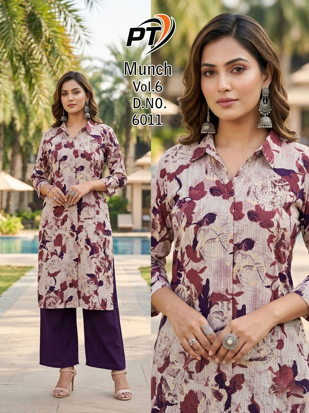 Munch Vol 6 Pt Berlin Kurti Plazzo Set Wholesale Price