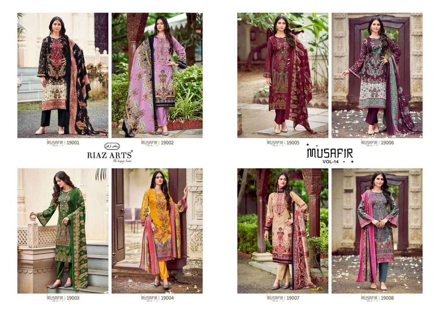 Musafir Vol 14 Riaz Art Cambric Karachi Salwar Suits Exporter India