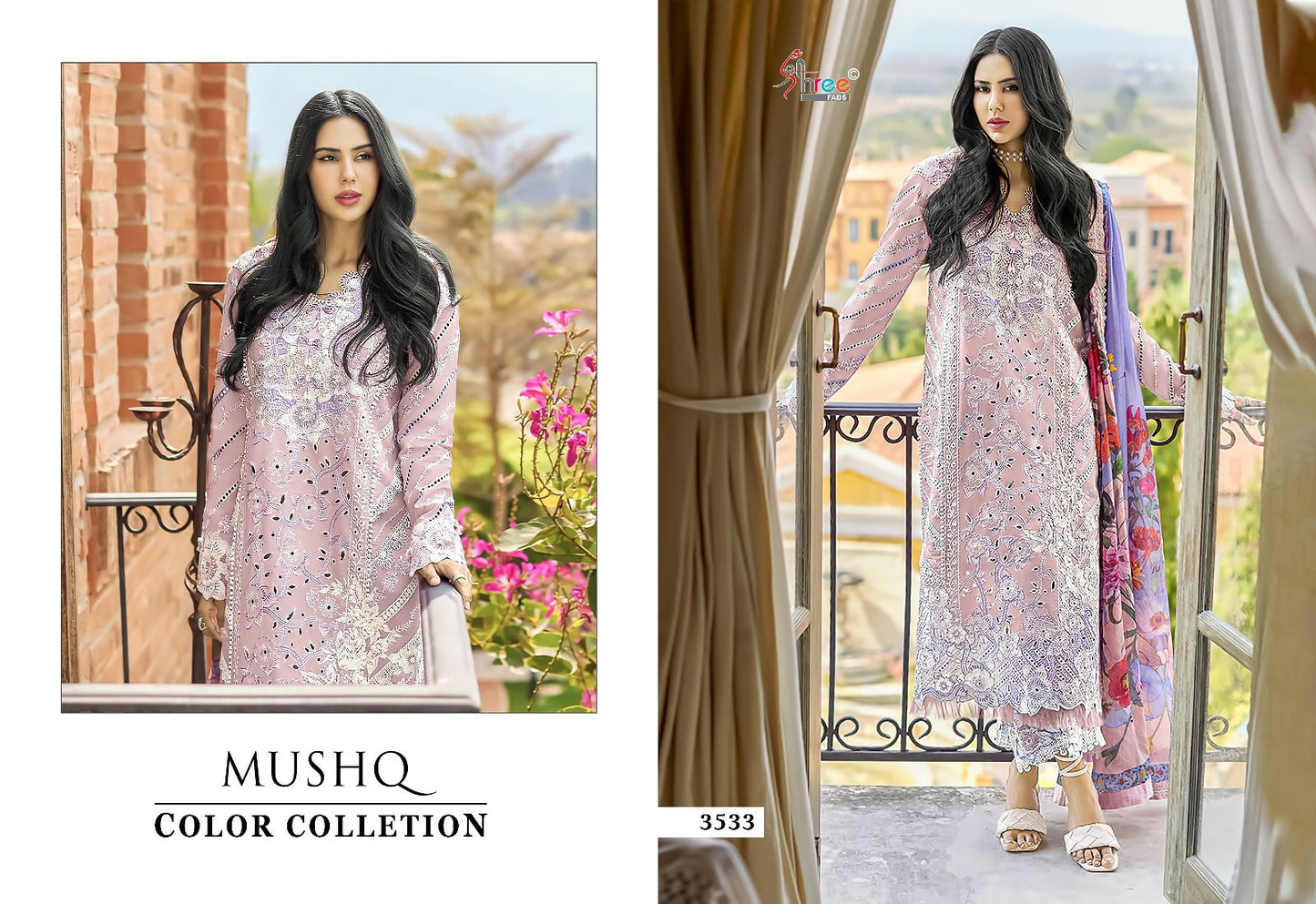 Mushq Color Collection 3533 Shree Fabs Lawn Pakistani Readymade Suits Wholesaler