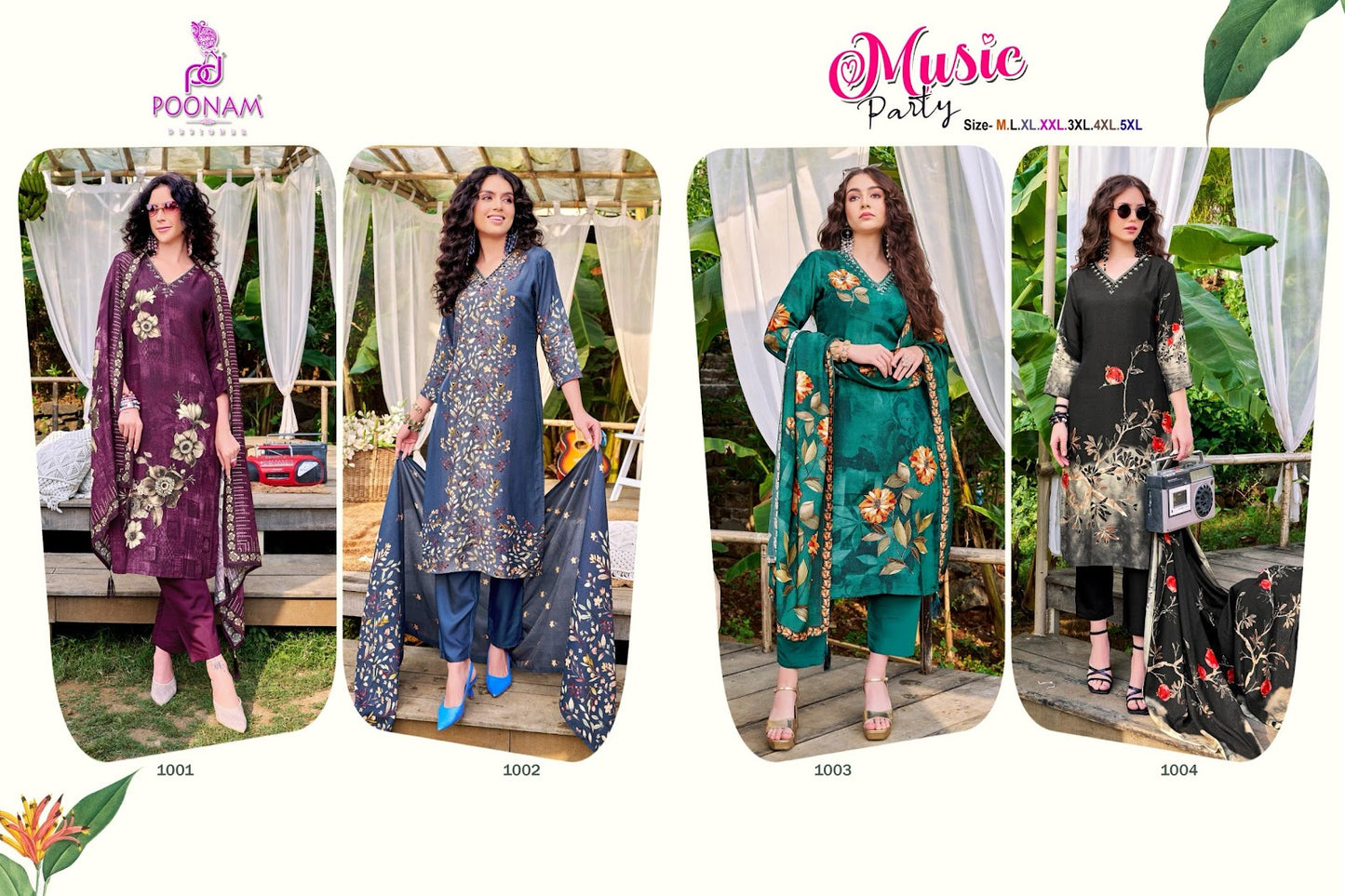 Music Party Poonam Designer Muslin Readymade Pant Style Suits Wholesaler India