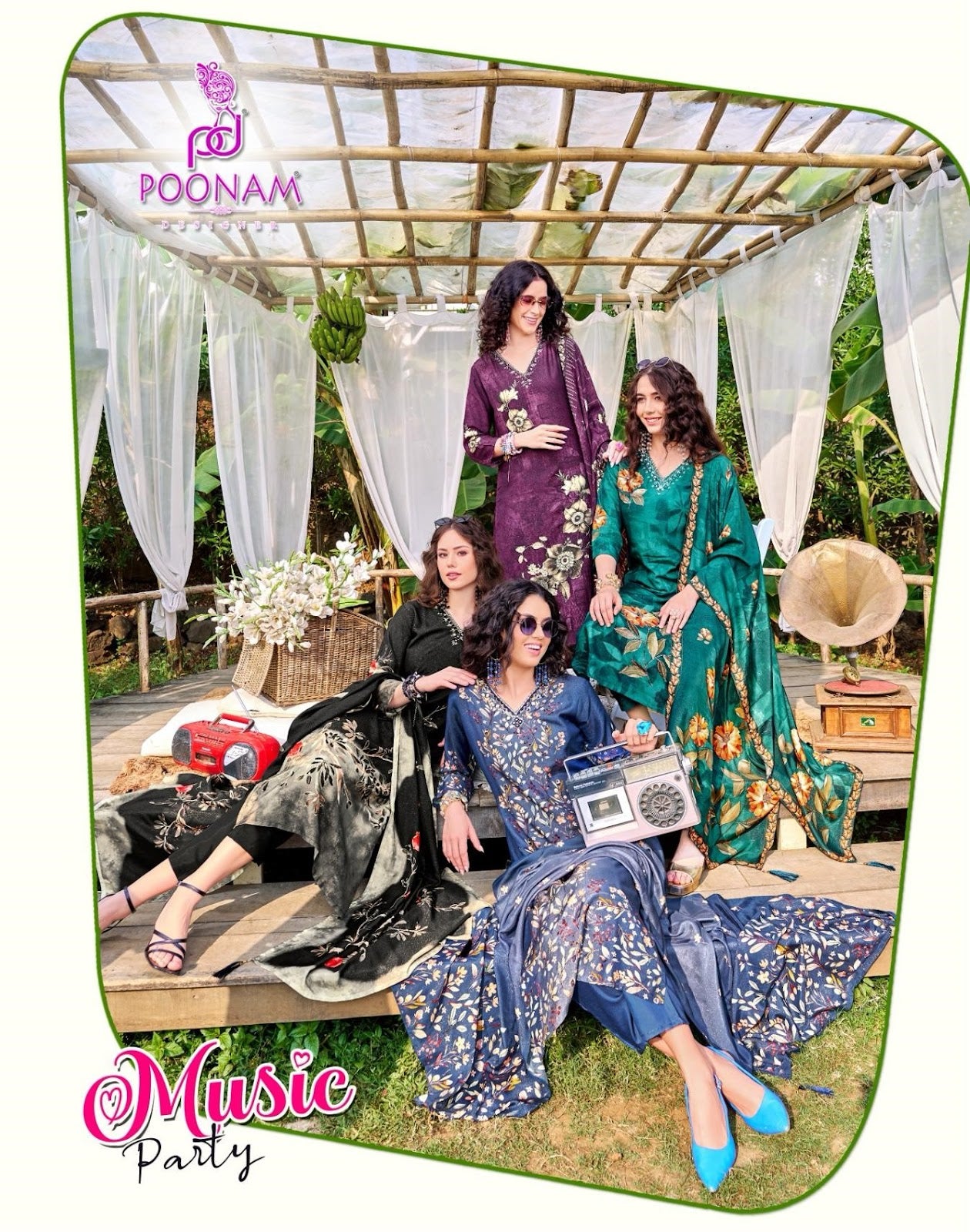 Music Party Poonam Designer Muslin Readymade Pant Style Suits Wholesaler India