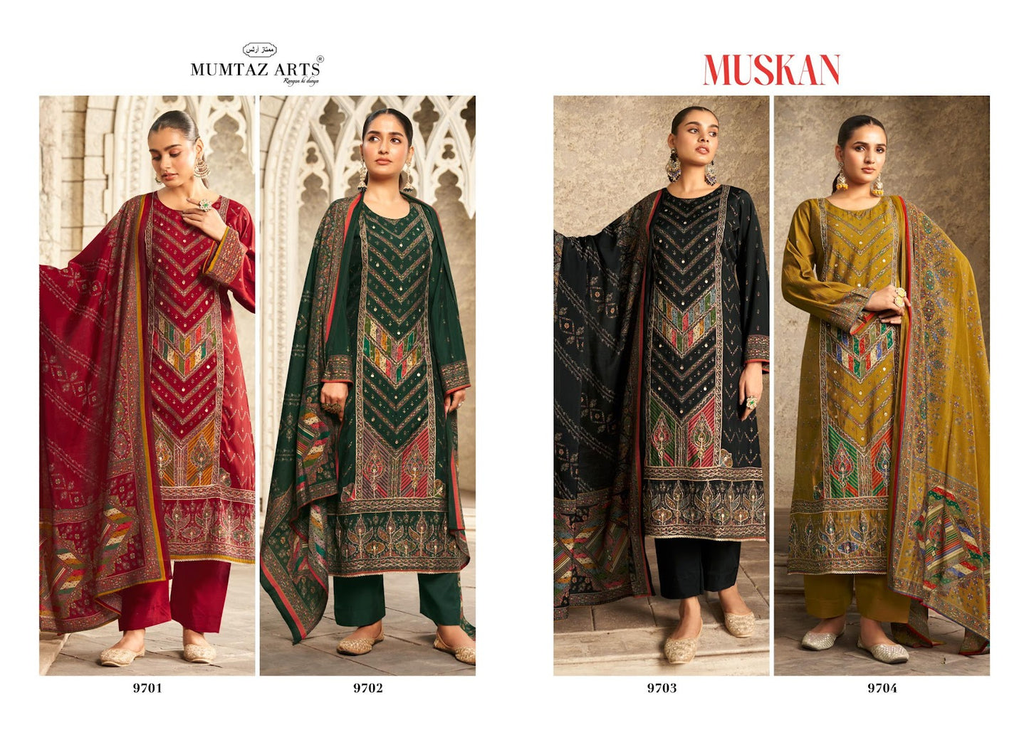 Muskan Mumtaz Arts Viscose Muslin Karachi Salwar Suits Supplier
