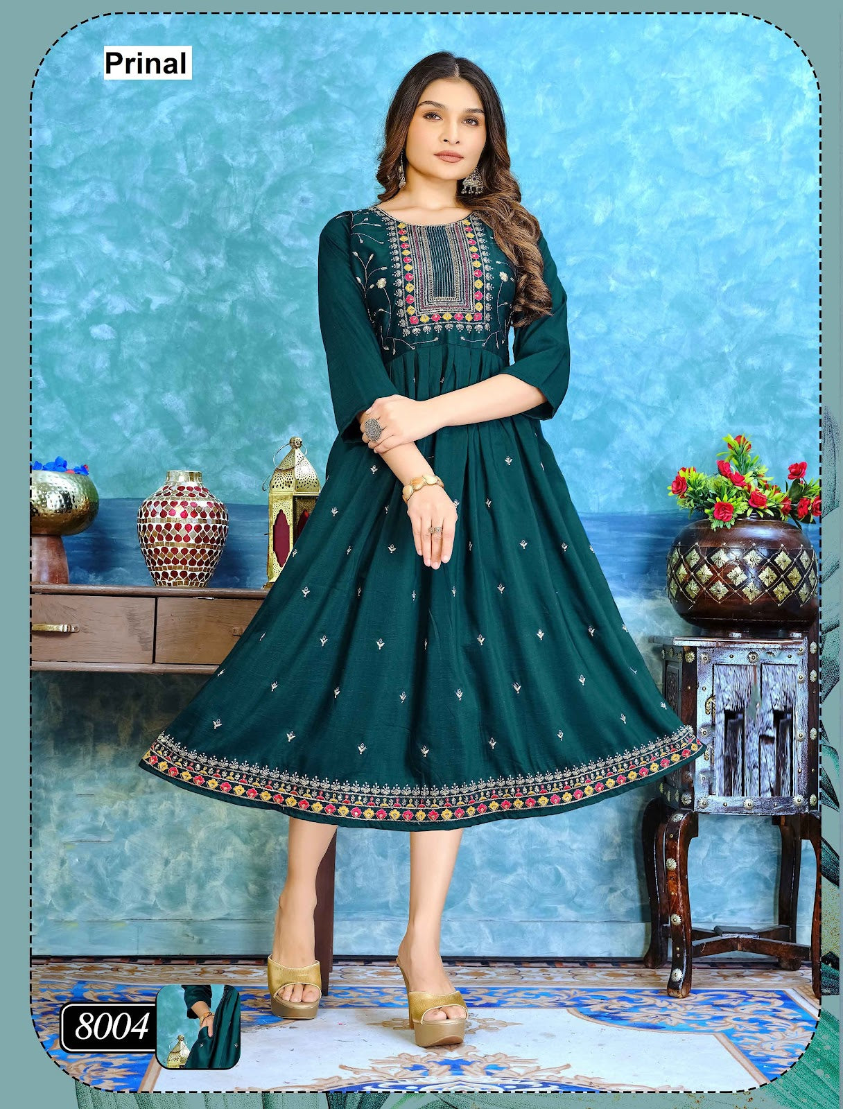 Muskan Prinal Dobby Anarkali Kurtis Supplier