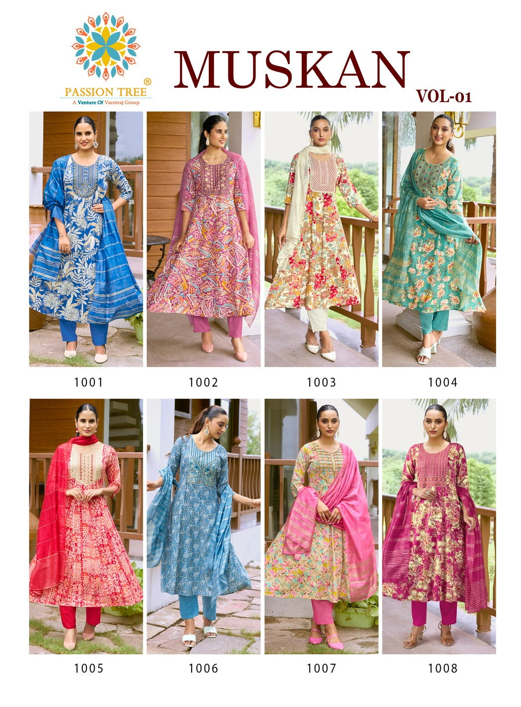 Muskan Vol 1 Passion Tree Reyon Readymade Anarkali Suits Supplier Ahmedabad
