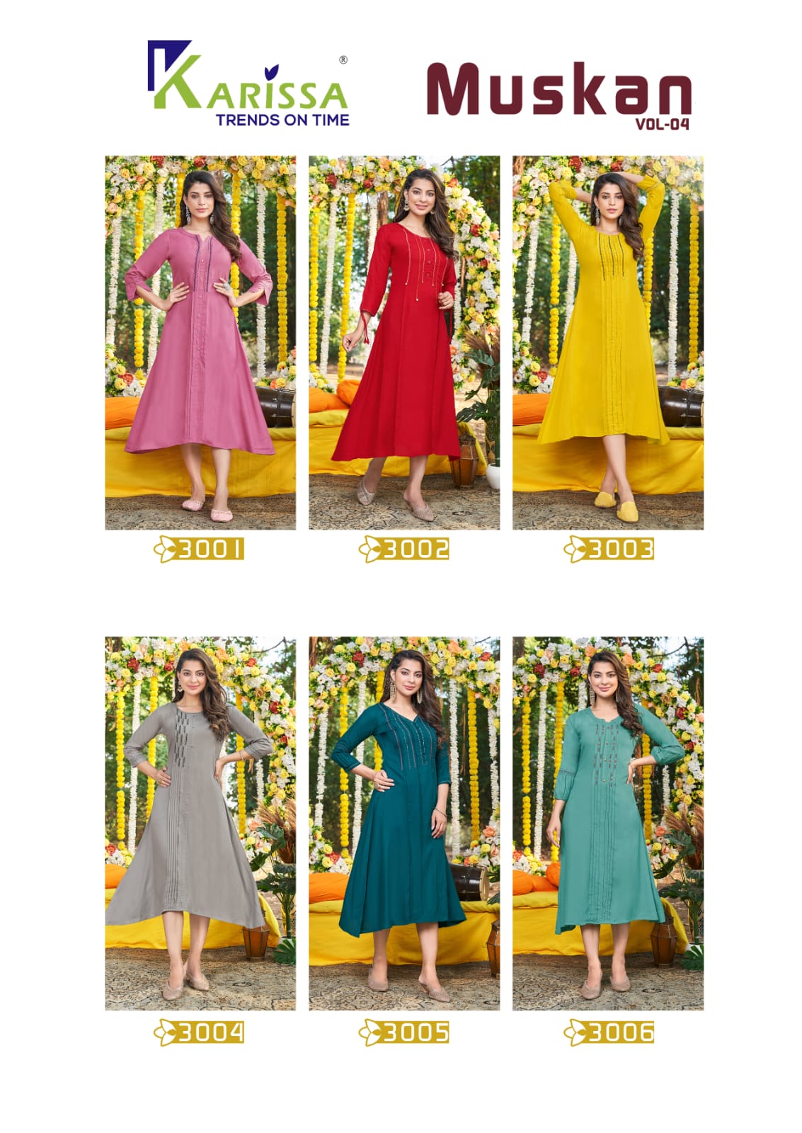 Muskan Vol 4 Karissa Rayon A-Line Kurti Exporter Ahmedabad