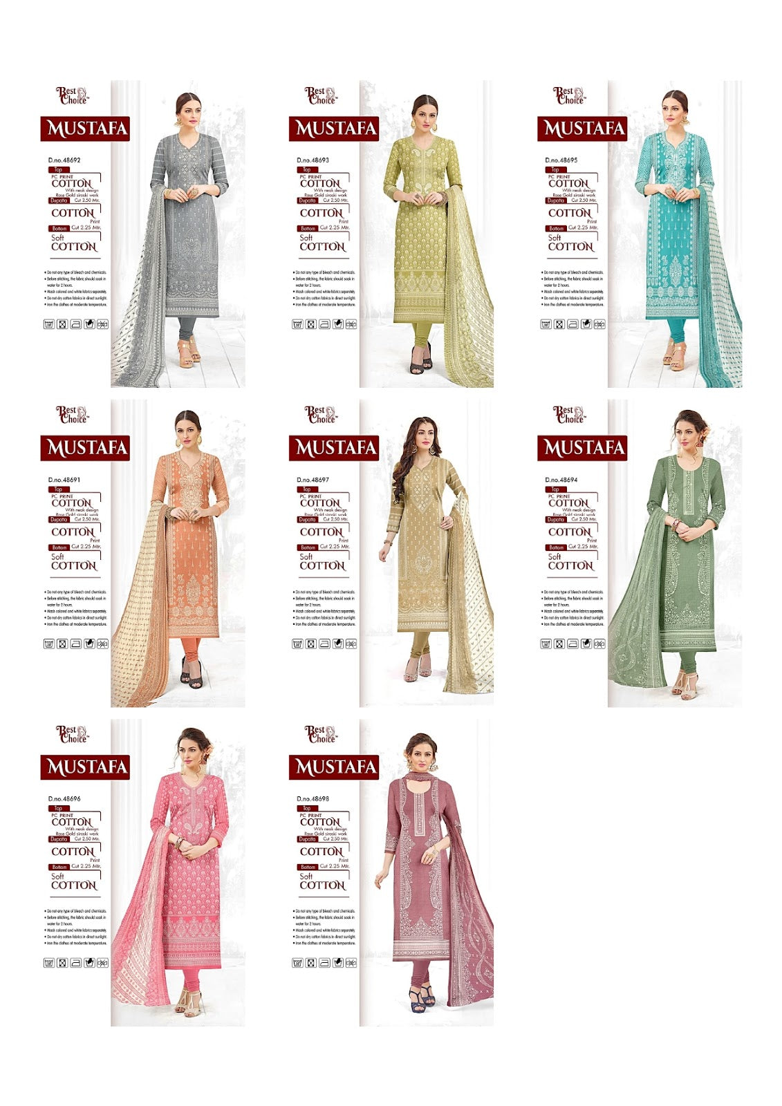 Mustafa Best Choice Pure Cotton Pant Style Suits Supplier