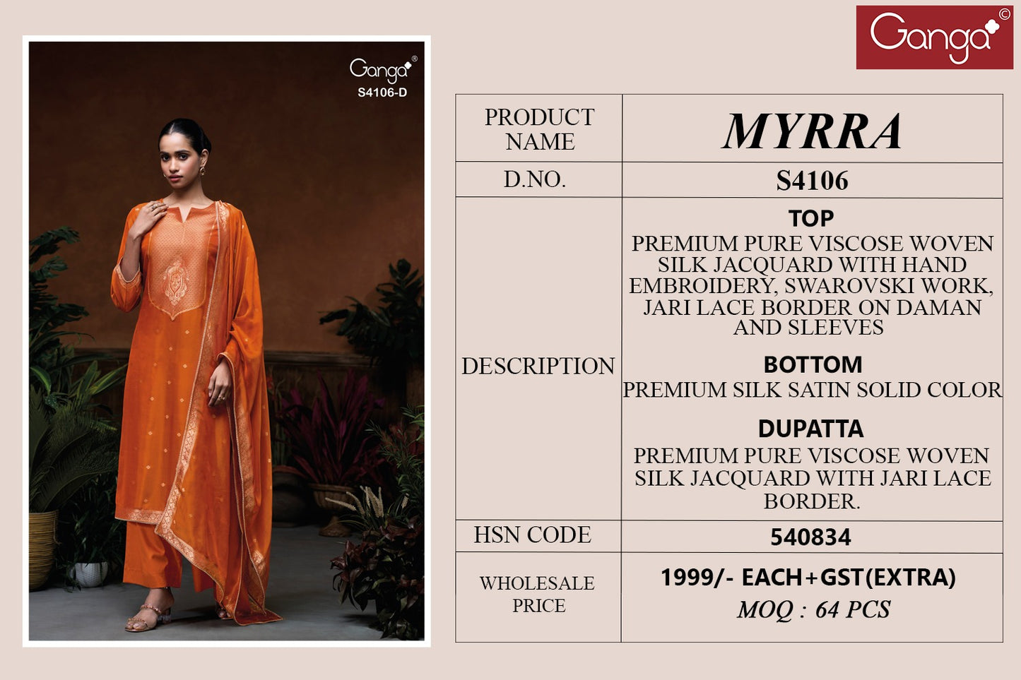 Myrra 4106 Ganga Plazzo Style Suits Wholesale Price
