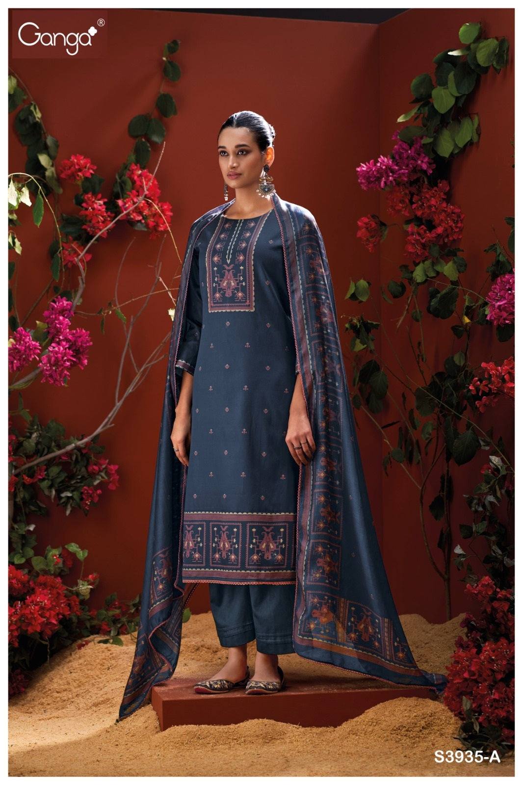 Naadia 3935 Ganga Premium Cotton Plazzo Style Suits Wholesaler India
