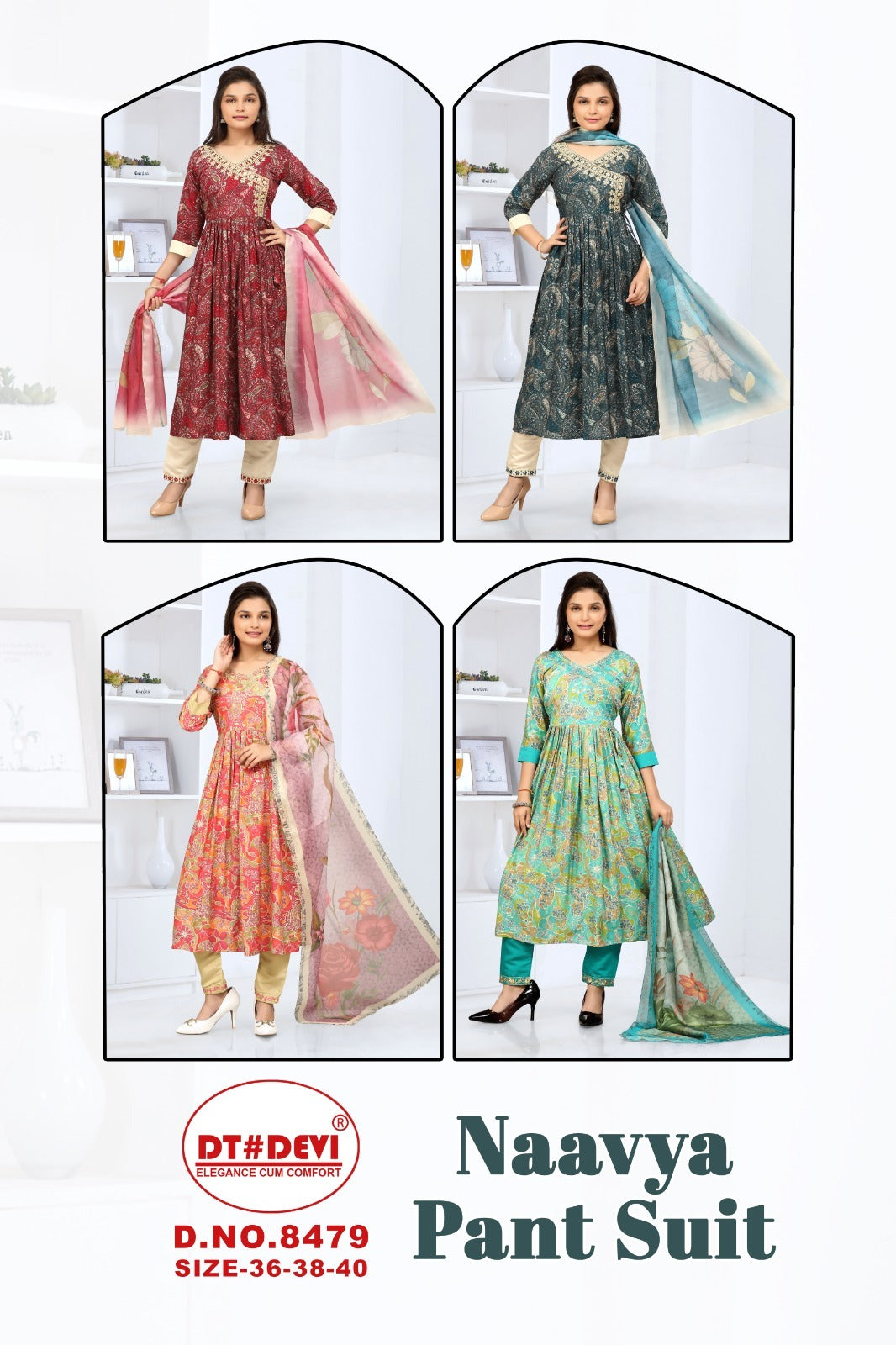 Naavya 8479 Dt Devi Girls Readymade Pant Suits Wholesale Rate