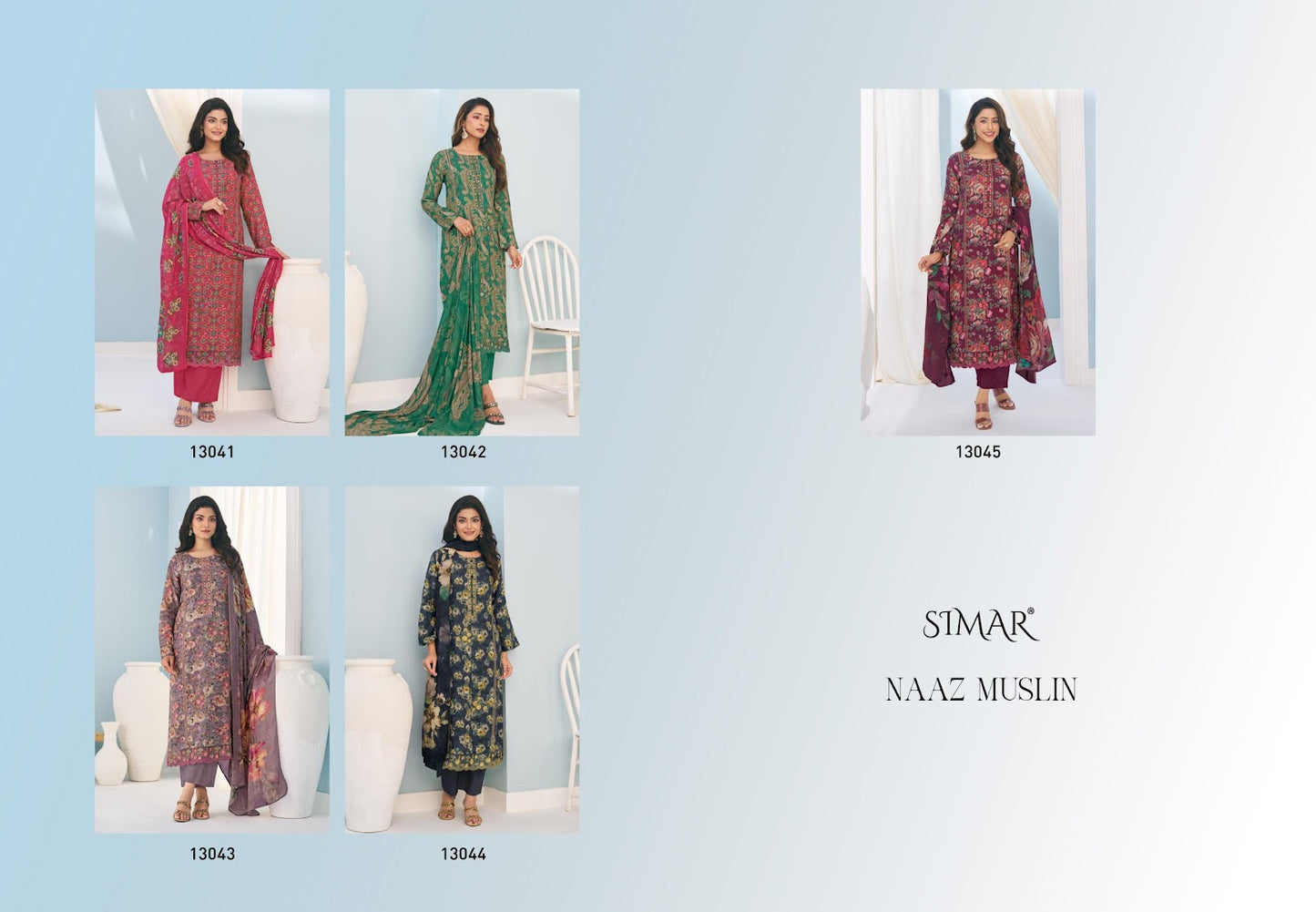 Naaz Muslin Simar Viscose Muslin Karachi Salwar Suits Wholesaler Ahmedabad