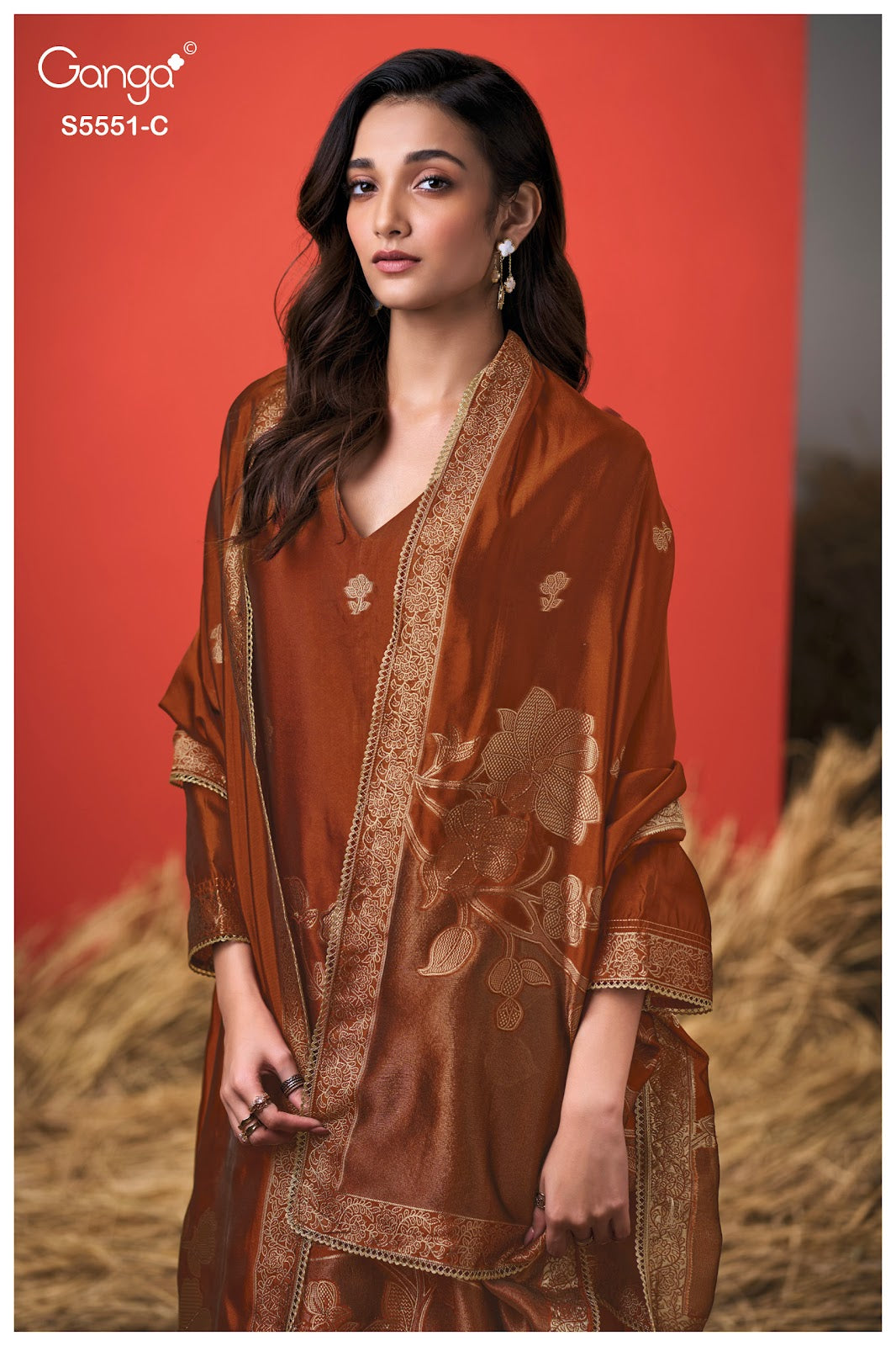 Nadina S5551 Ganga Silk Jacquard Pant Style Suits Wholesale