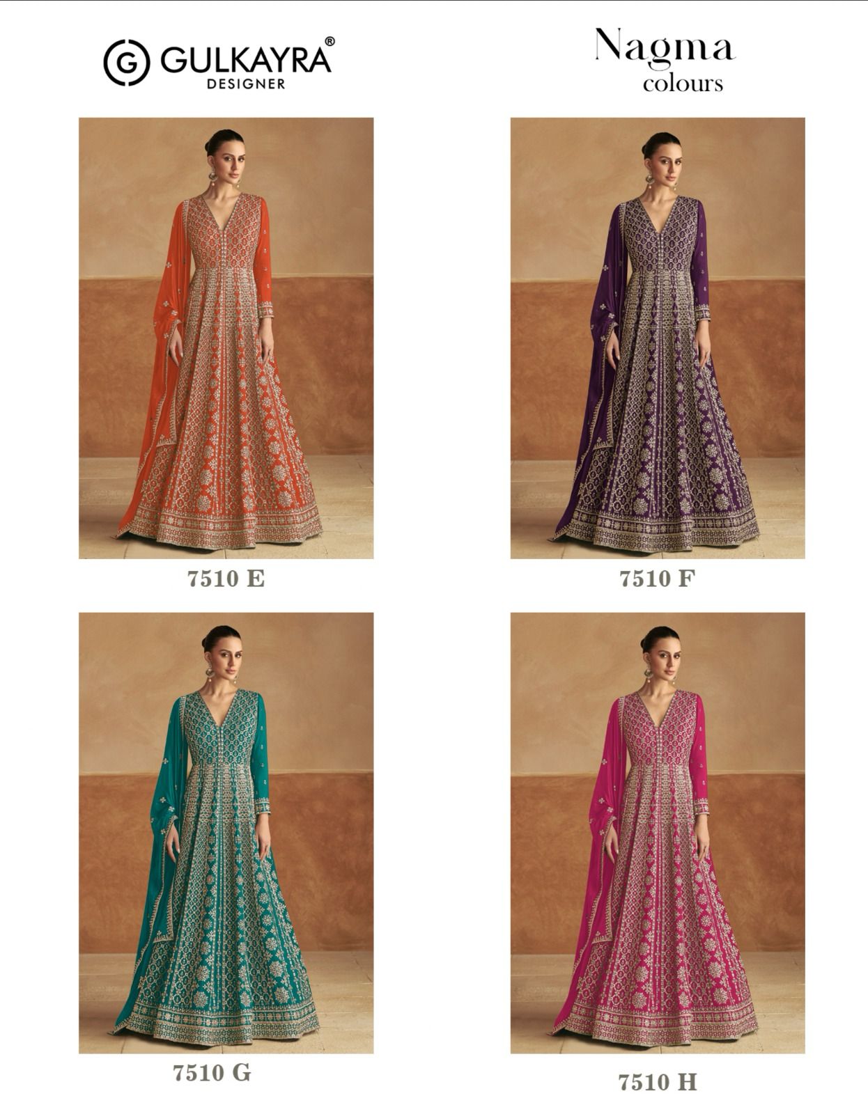 Nagma Colours Gulkayra Designer Chinon Gown Dupatta Set Wholesaler India