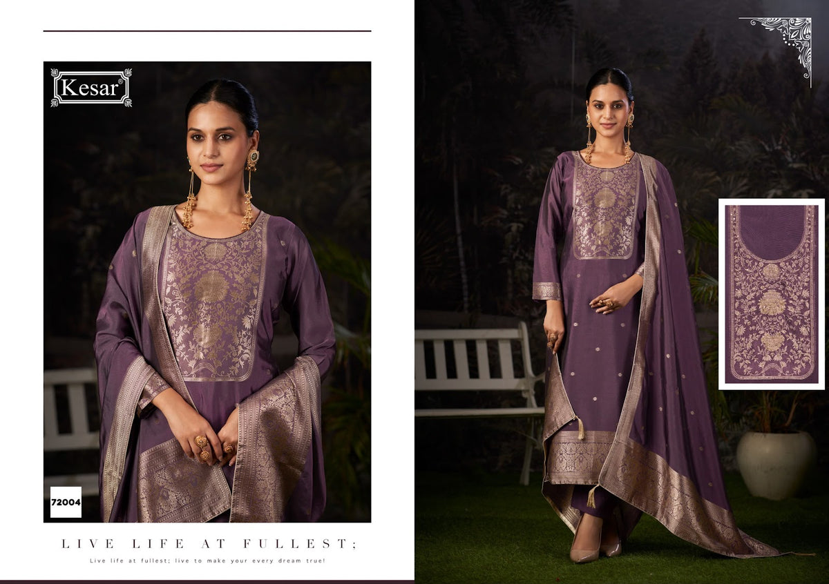 Naina Kesar Silk Jacquard Karachi Salwar Suits Exporter Ahmedabad