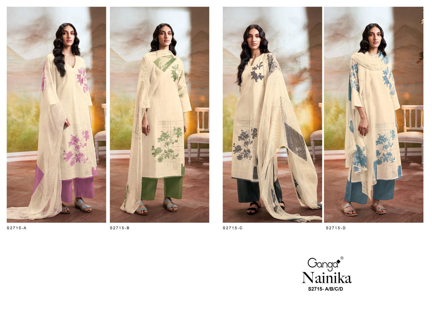 Nainika 2715 Ganga Cotton Plazzo Style Suits Exporter