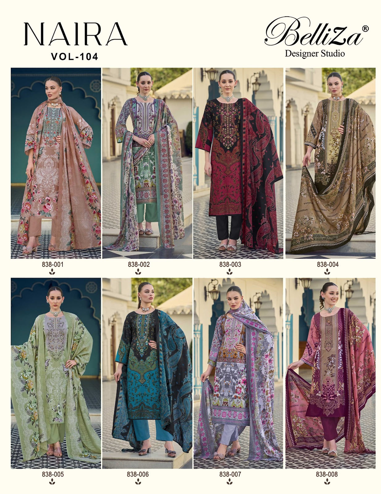 Naira Vol-104 Belliza Designer Studio Pure Cotton Karachi Readymade Suits Manufacturer Ahmedabad