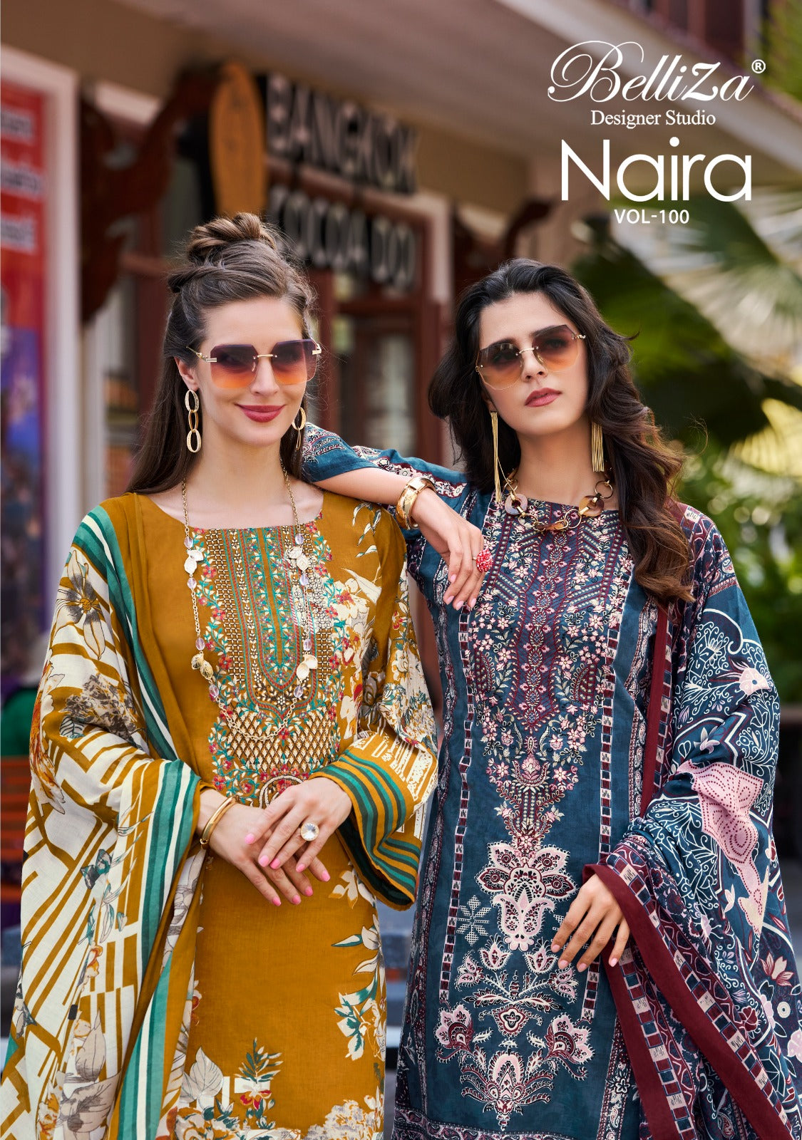 Naira Vol 100 Belliza Designer Studio Cotton Karachi Salwar Suits Supplier Ahmedabad
