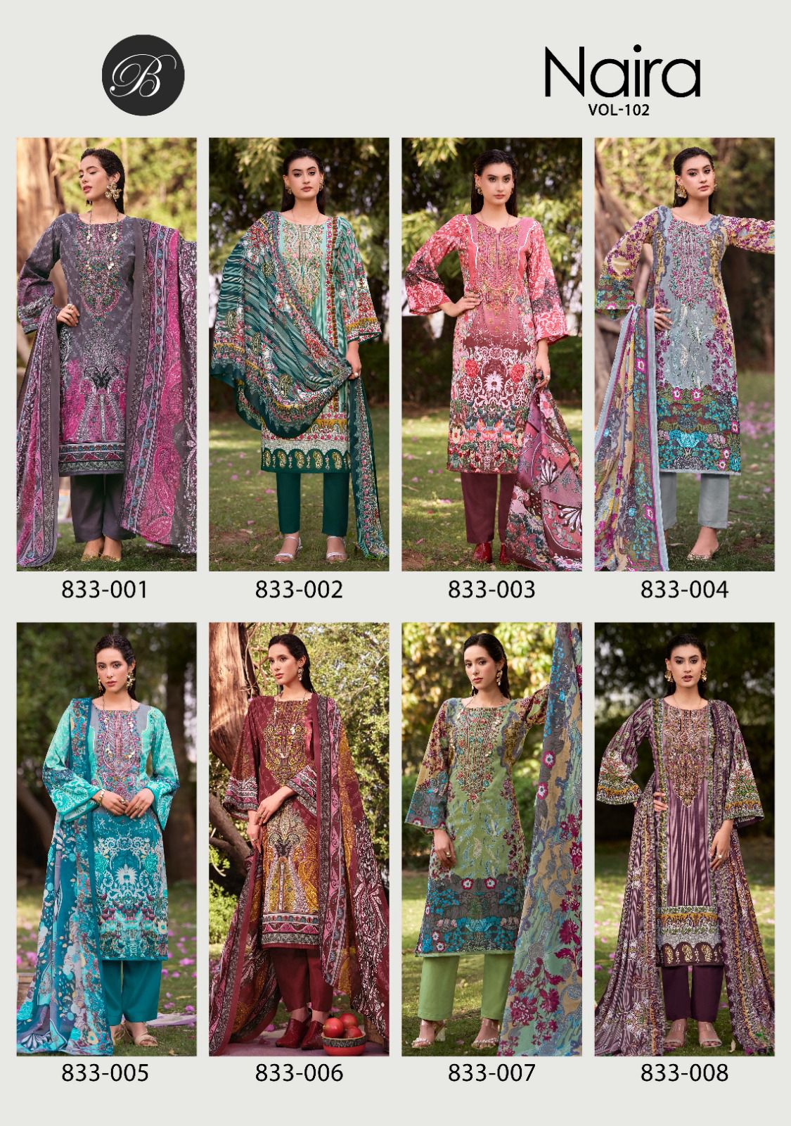 Naira Vol 102 Belliza Designer Studio Pure Cotton Karachi Salwar Suits Exporter Gujarat