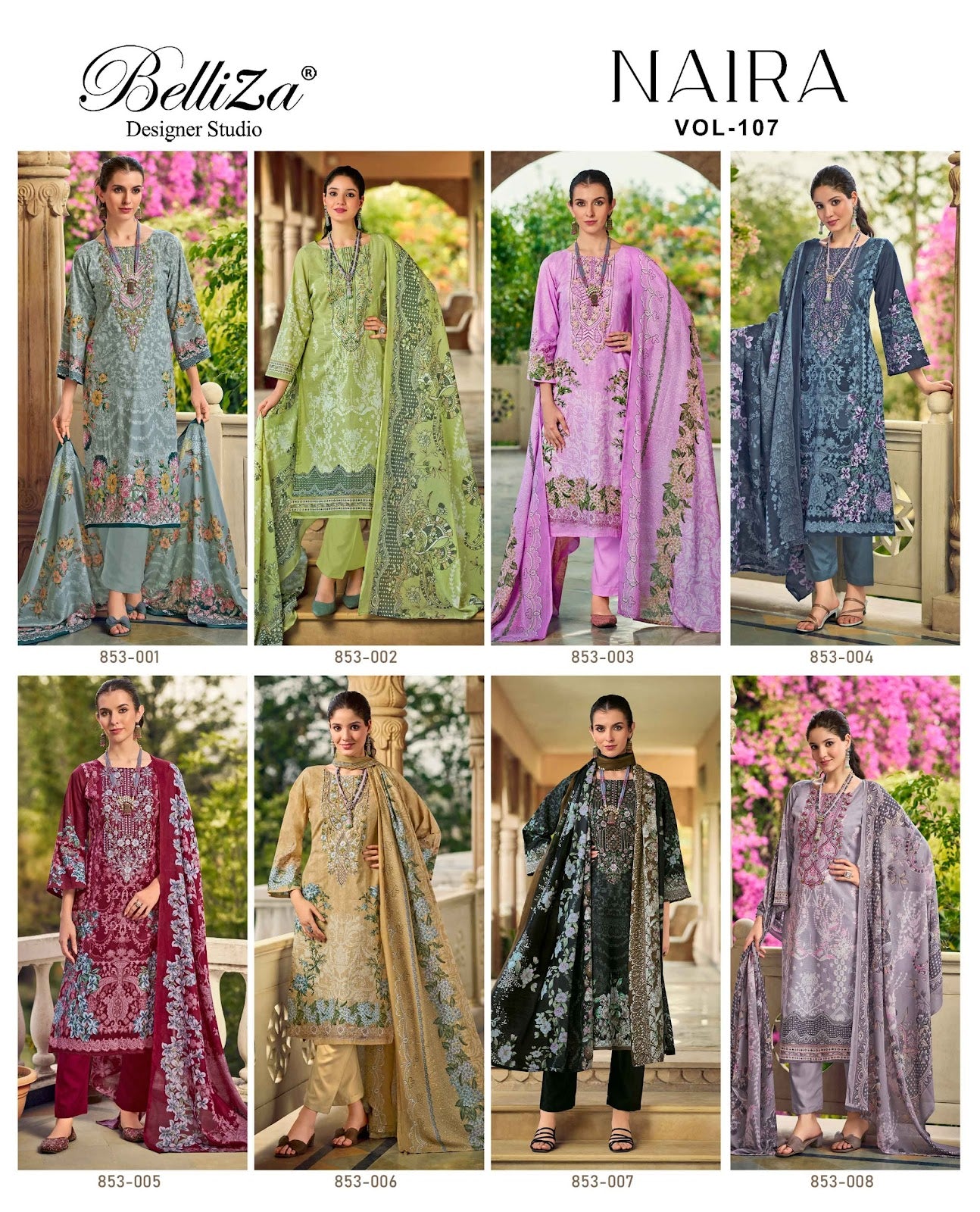 Naira Vol 107 Belliza Designer Studio Pure Cotton Karachi Readymade Suits Manufacturer India
