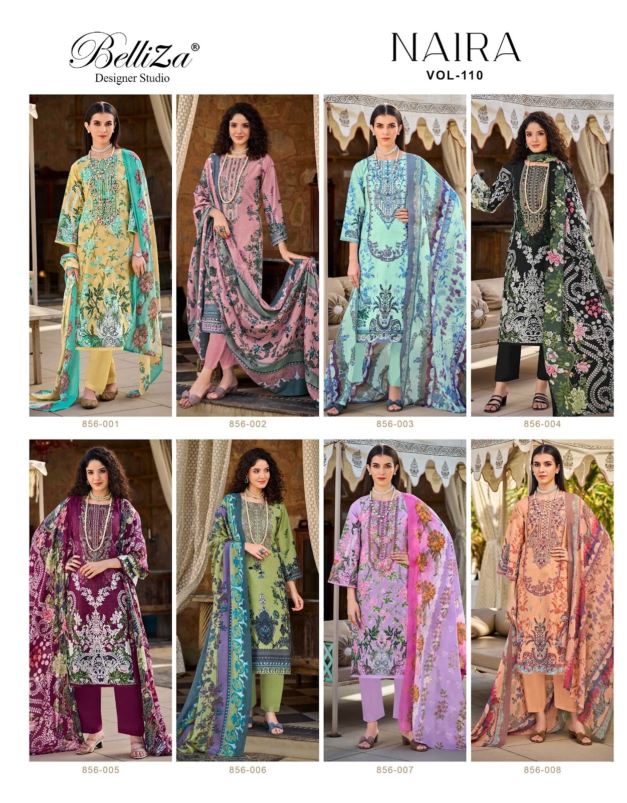 Naira Vol 110 Belliza Designer Studio Cotton Karachi Salwar Suits Wholesale Price