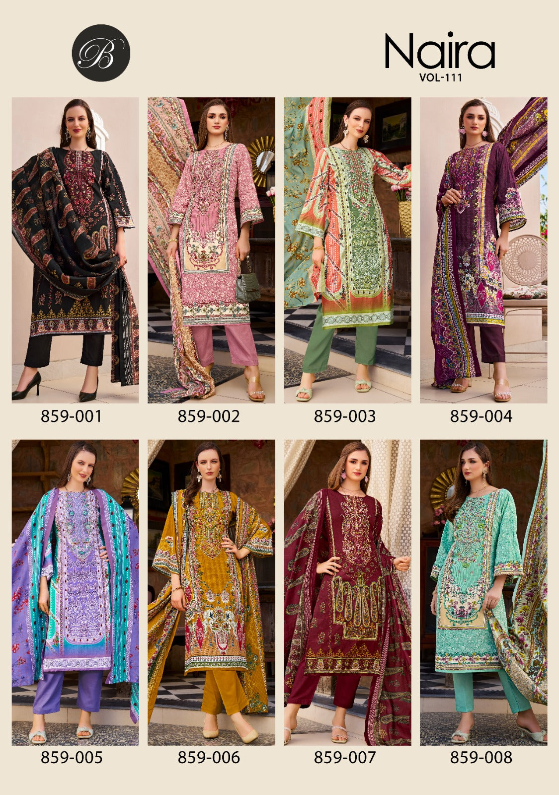 Naira Vol 111 Belliza Designer Studio Cotton Karachi Salwar Suits Wholesaler Gujarat