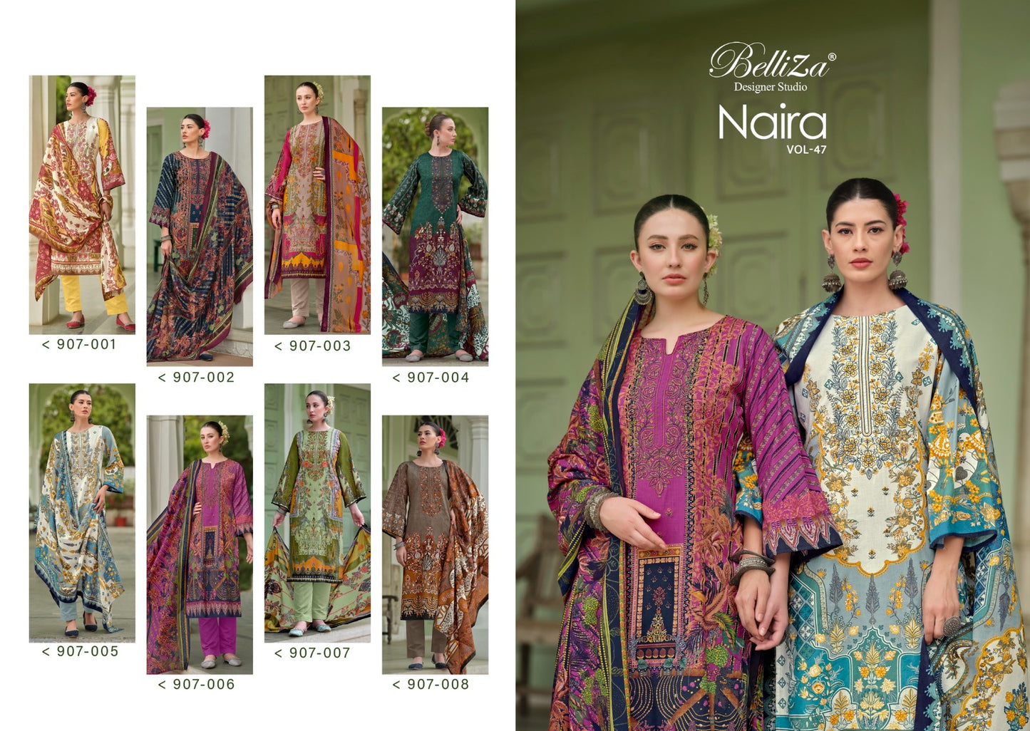 Naira Vol 47 Belliza Designer Studio Cotton Karachi Salwar Suits