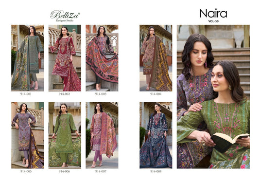 Naira Vol 50 Belliza Designer Studio Pure Cotton Karachi Salwar Suits Wholesale Price