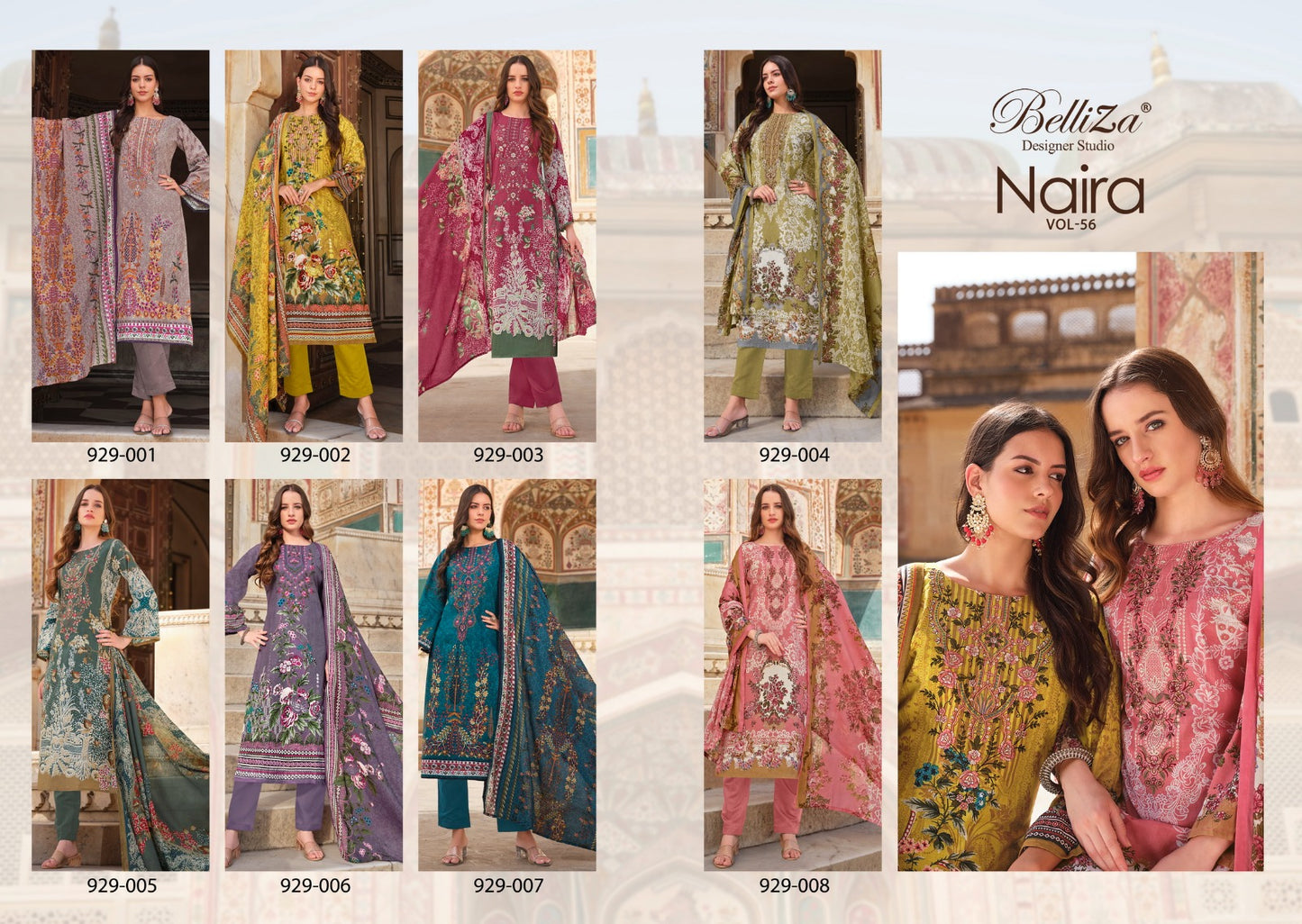 Naira Vol 56 Belliza Designer Studio Cotton Karachi Salwar Suits Wholesale Price