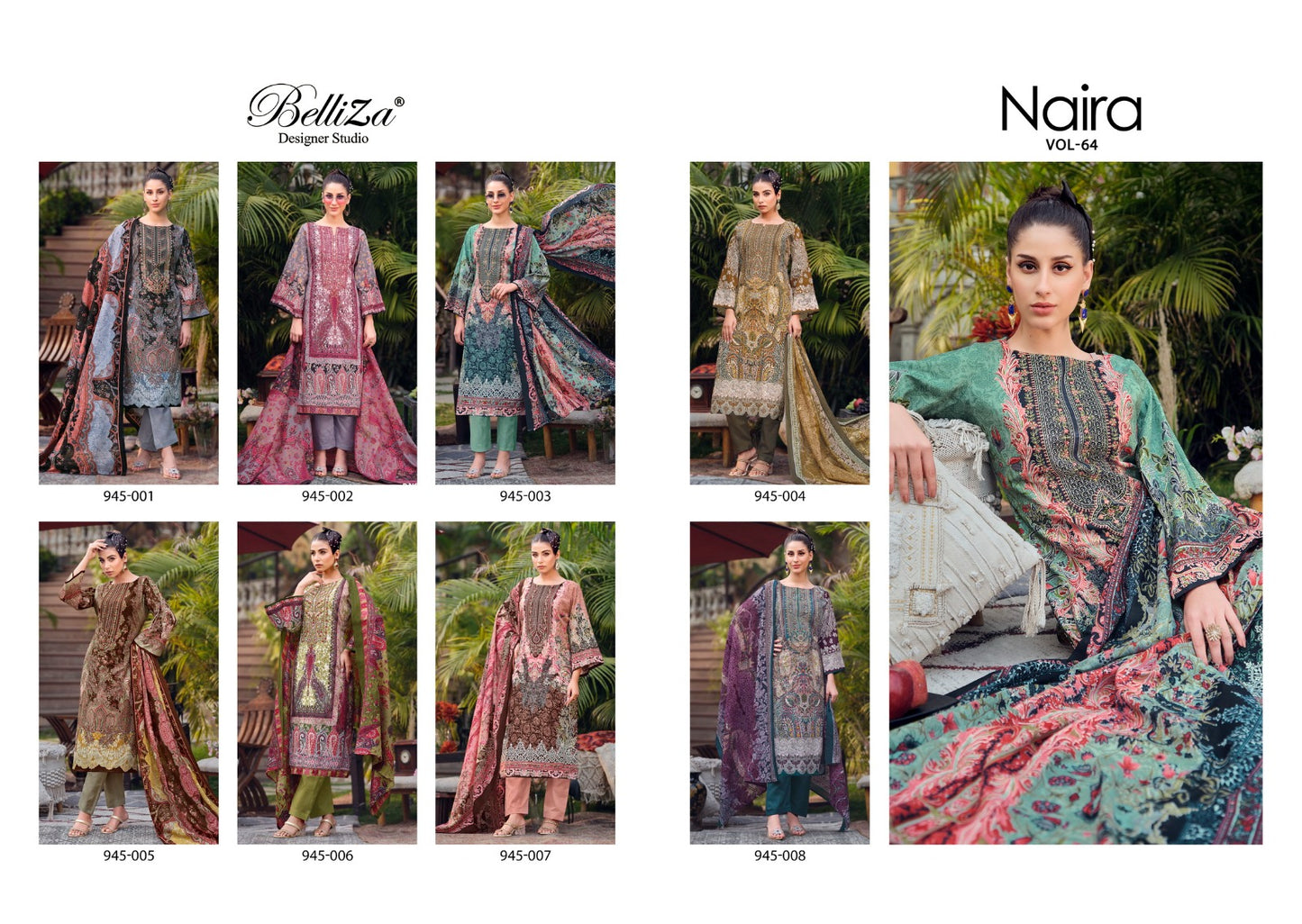 Naira Vol 64 Belliza Designer Studio Cotton Karachi Salwar Suits Exporter Gujarat