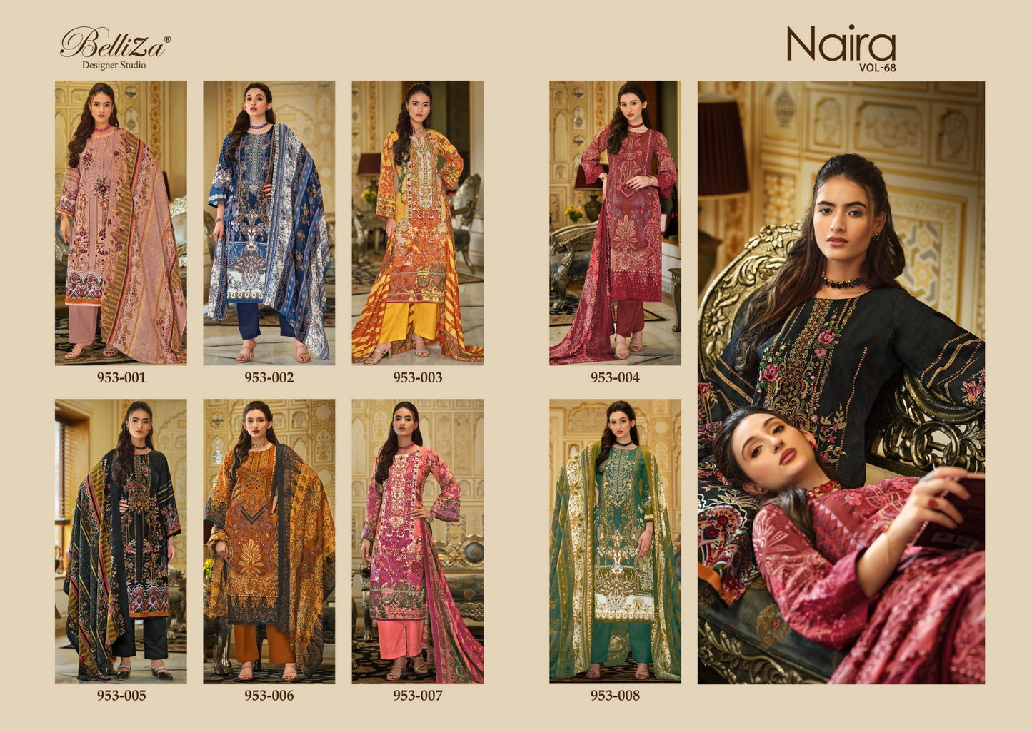 Naira Vol 68 Belliza Designer Studio Cotton Karachi Salwar Suits Manufacturer Ahmedabad