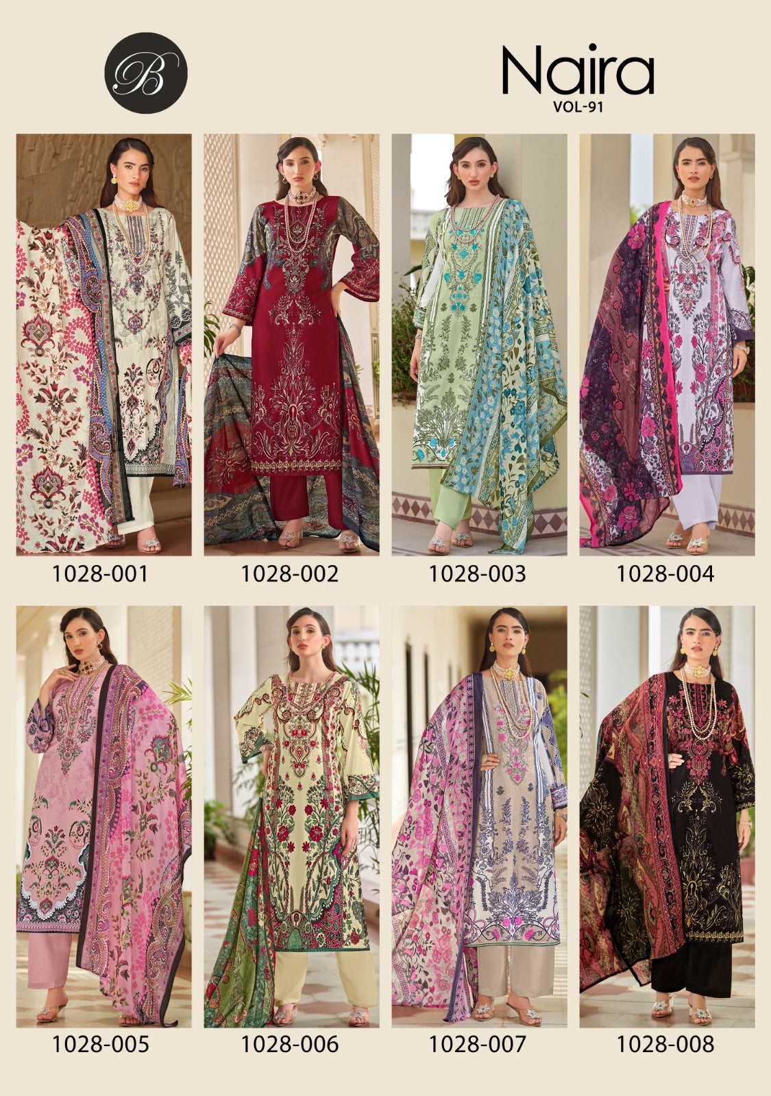 Naira Vol 91 Belliza Designer Studio Cotton Karachi Salwar Suits Exporter Ahmedabad