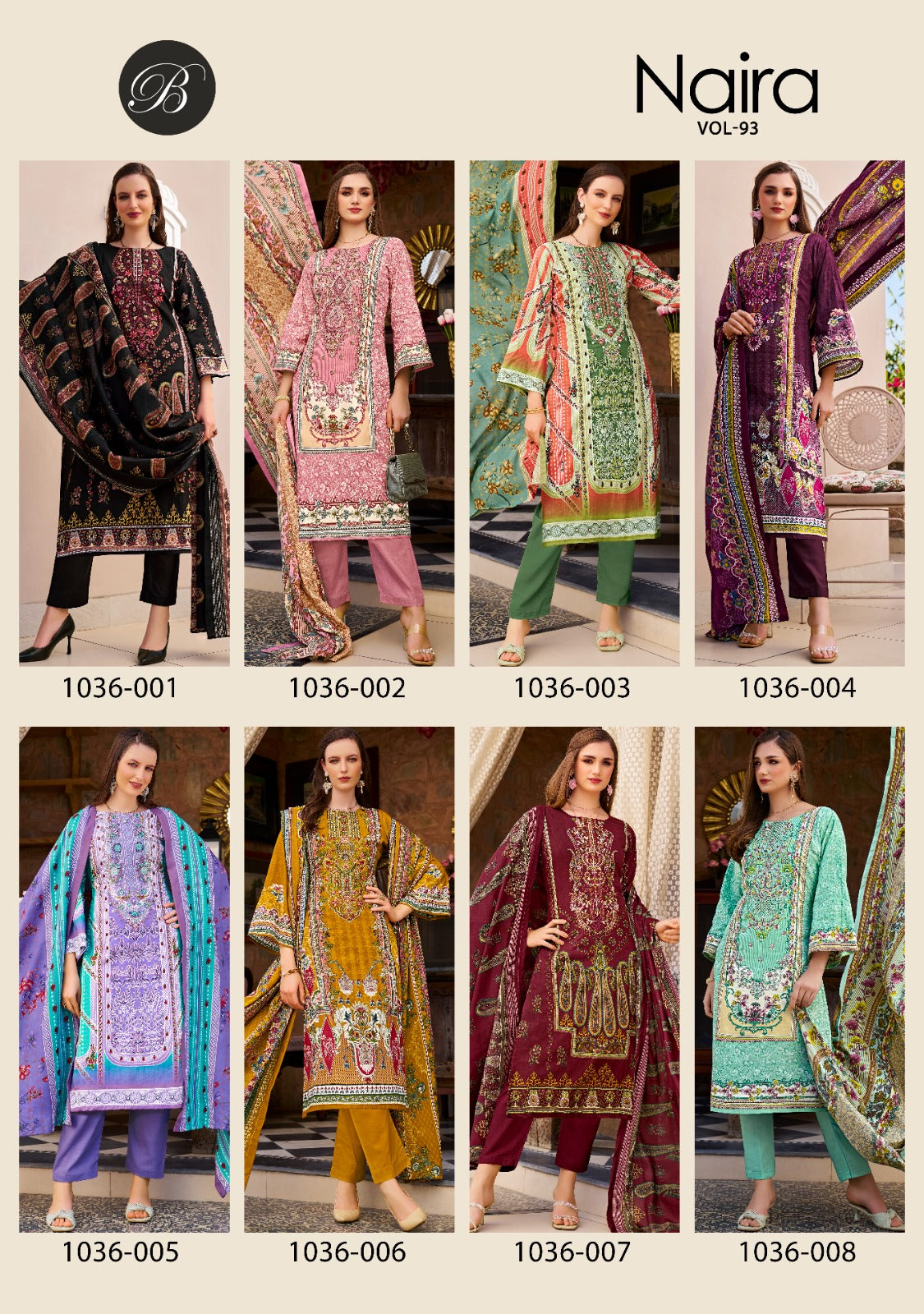 Naira Vol 93 Belliza Designer Studio Pure Cotton Karachi Salwar Suits Supplier