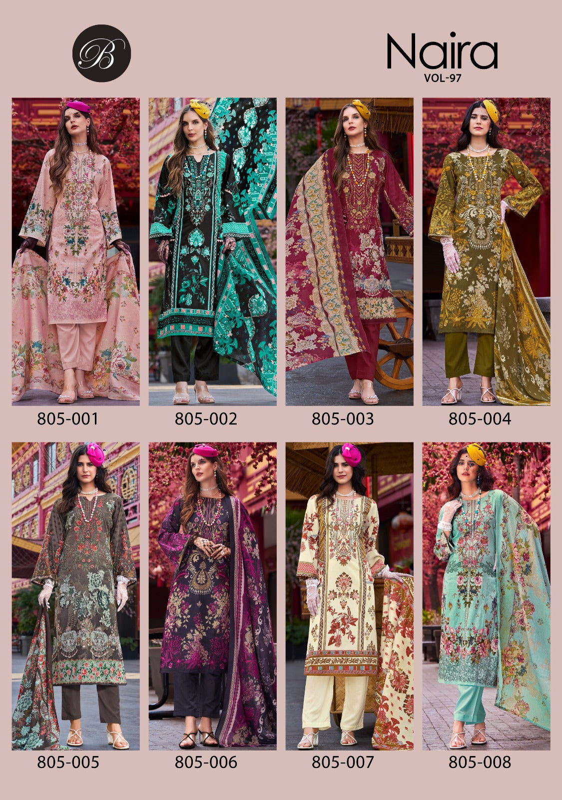Naira Vol 97 Belliza Designer Studio Cotton Karachi Salwar Suits Supplier