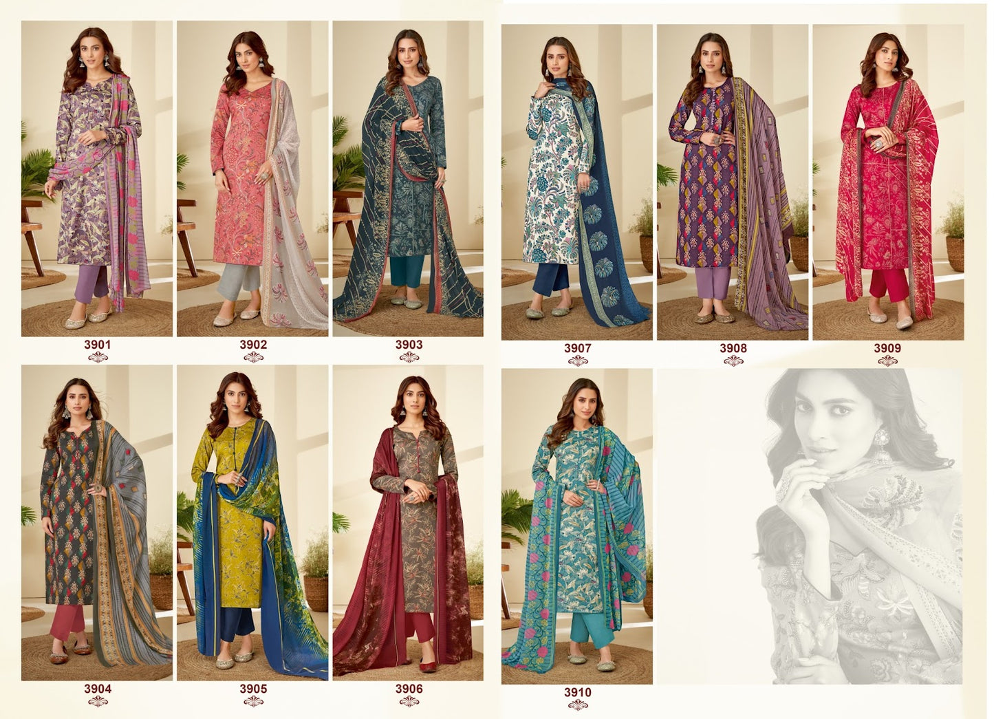 Naishaa Vol 39 Suryajyoti Jaam Satin Pant Style Suits