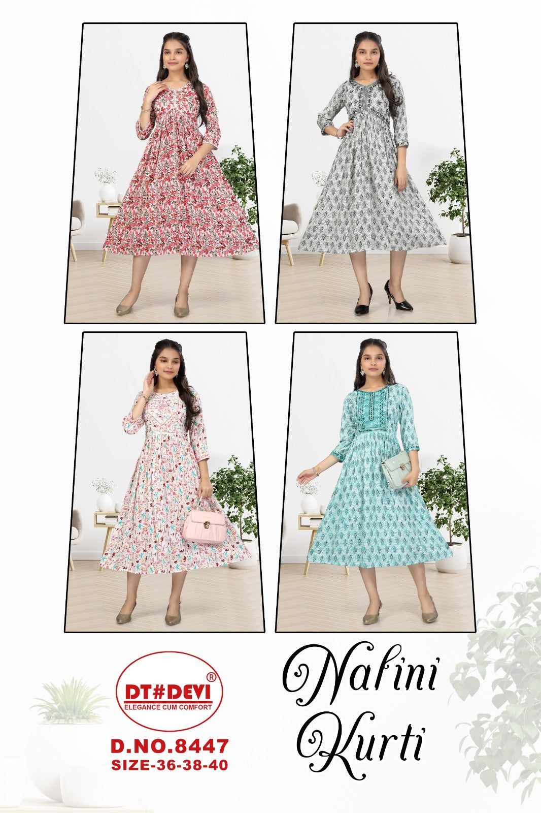 Nalini 8447 Dt Devi Rayon Girls Kurti