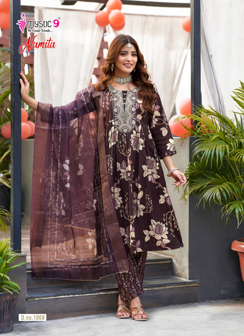 Namita Vol 1 Mystic 9 Muslin Readymade Anarkali Suits Exporter India