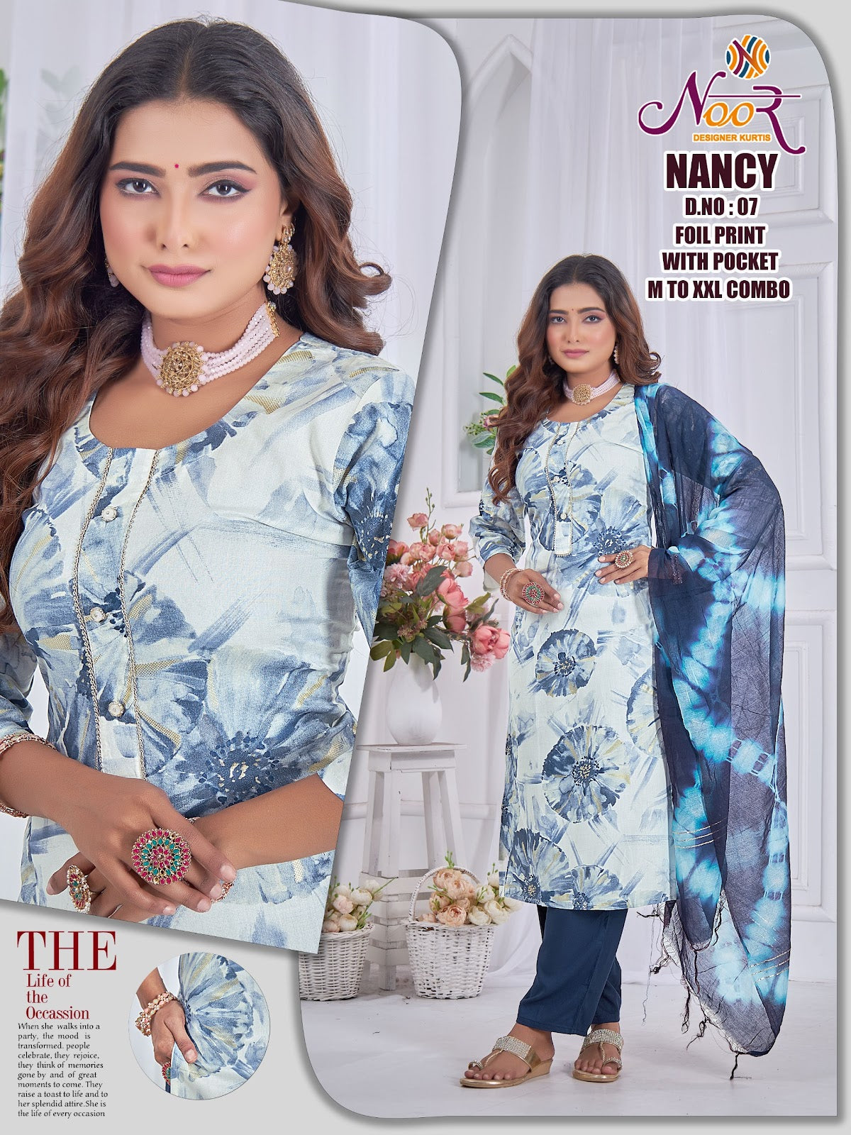 Nancy Noor Foil Readymade Pant Style Suits Wholesale Price
