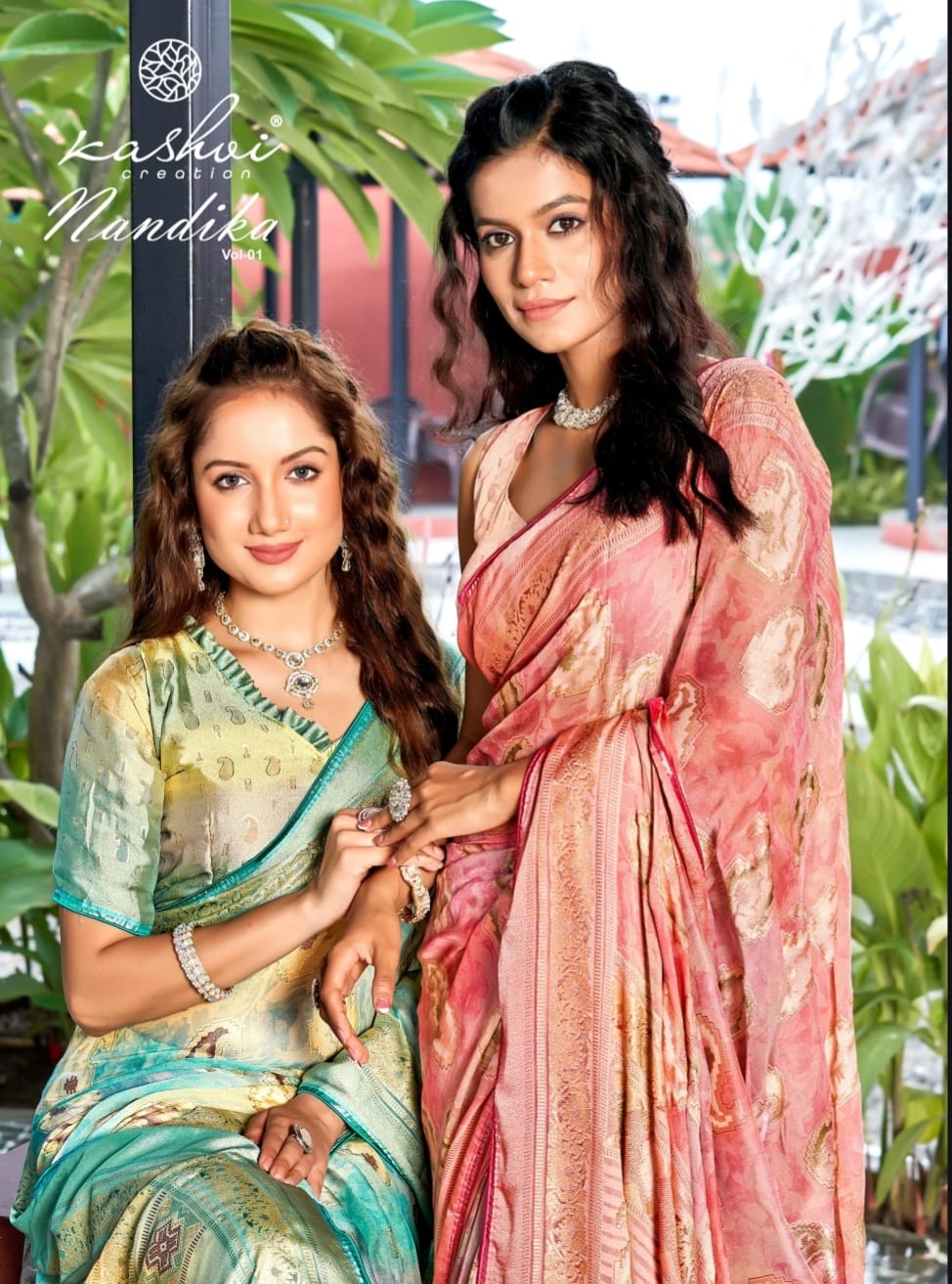 Nandika Kashvi Creation Dull Moss Sarees Supplier Gujarat