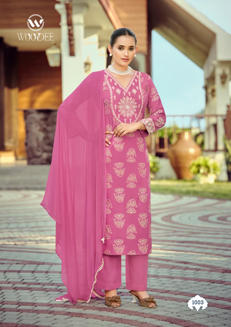 Nandini Woodee Liva Rayon Readymade Plazzo Style Suits Wholesaler India