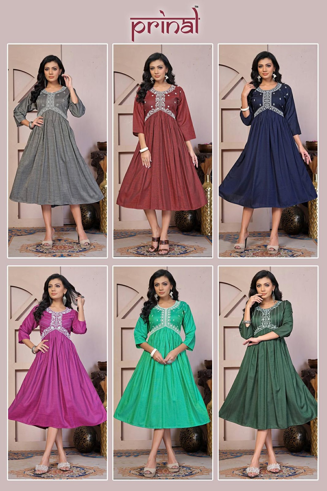 Nano Prinal Two Tone Anarkali Kurtis