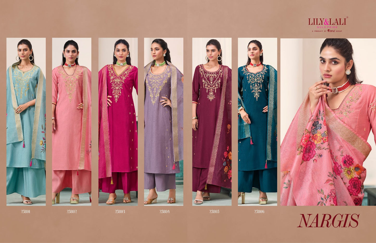 Nargis Lily Lali Roman Butti Readymade Plazzo Style Suits Wholesale Rate