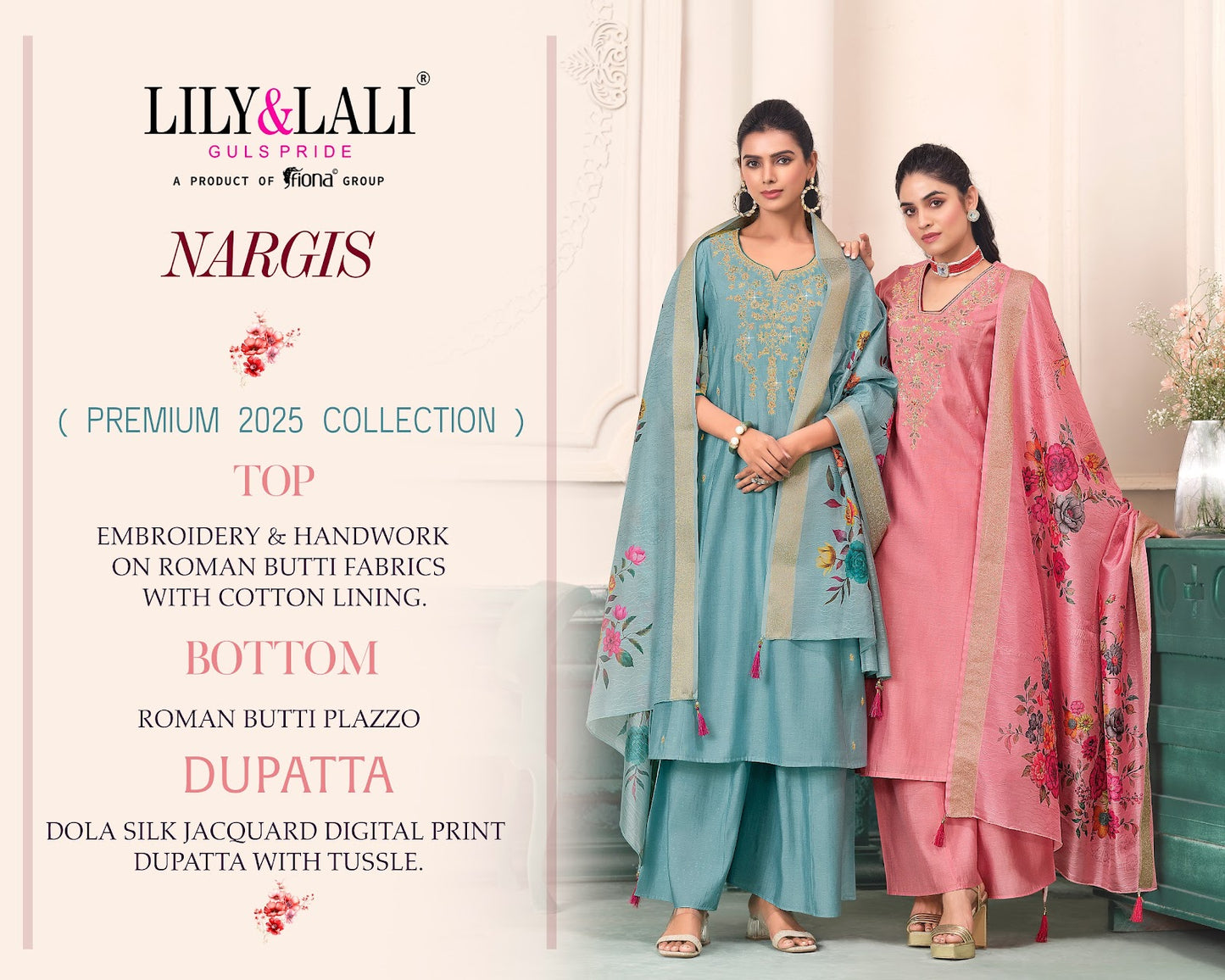 Nargis Lily Lali Roman Butti Readymade Plazzo Style Suits Wholesale Rate