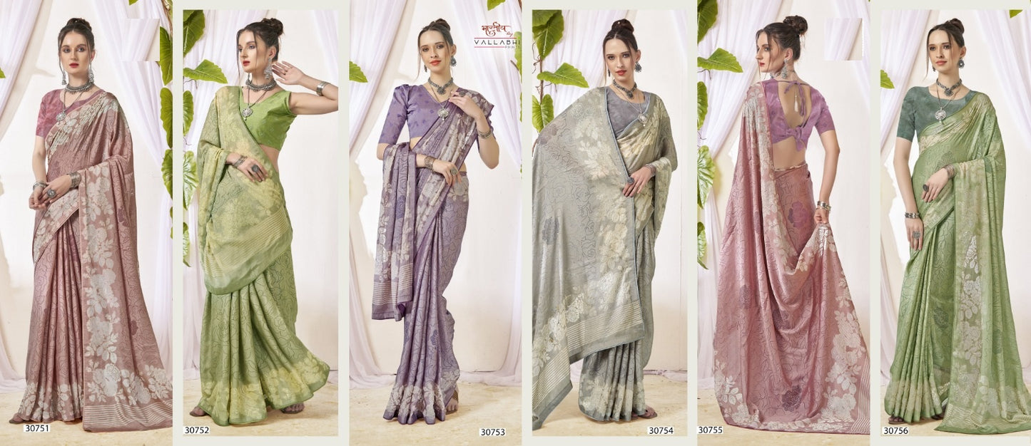 Nargis Vallabhi Prints Brasso Sarees Wholesale Price