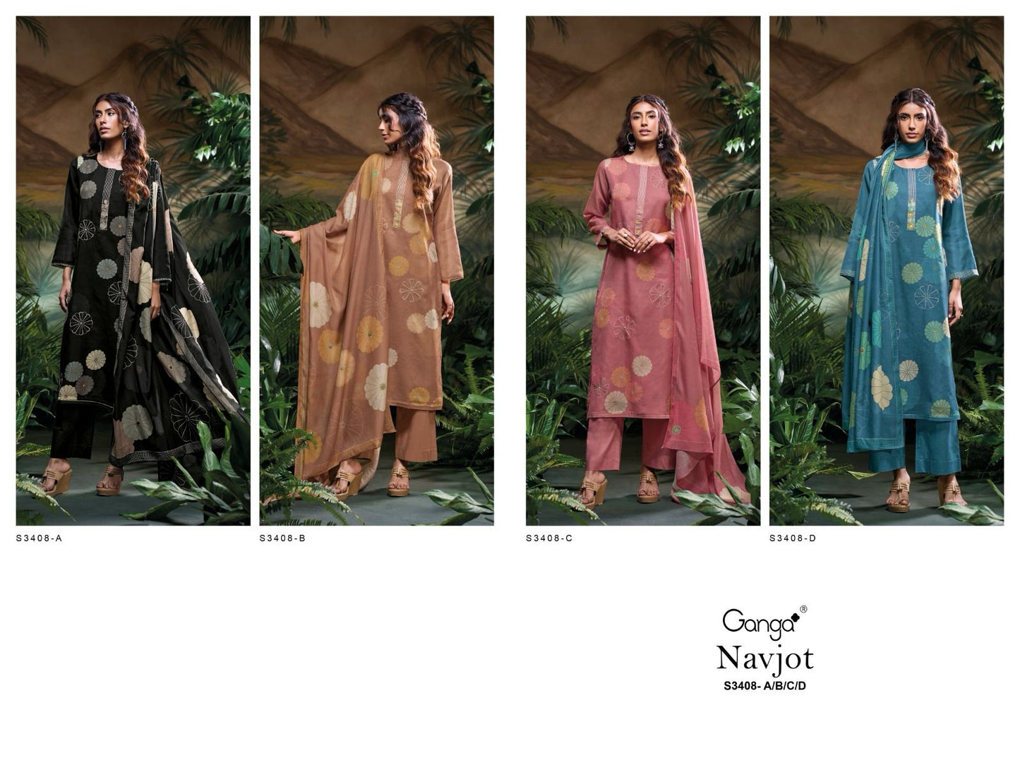 Navjot 3408 Ganga Premium Pant Style Suits Wholesale