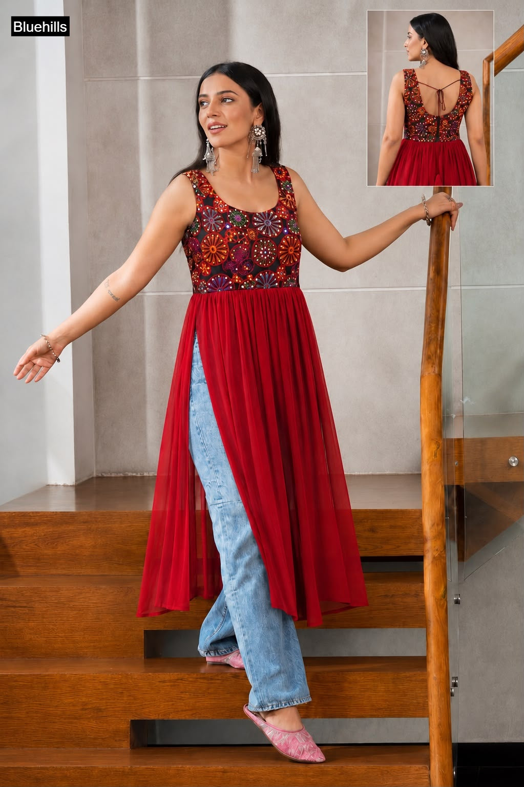 Navratri Special Panghat Bluehills Georgette Kurtis Manufacturer India