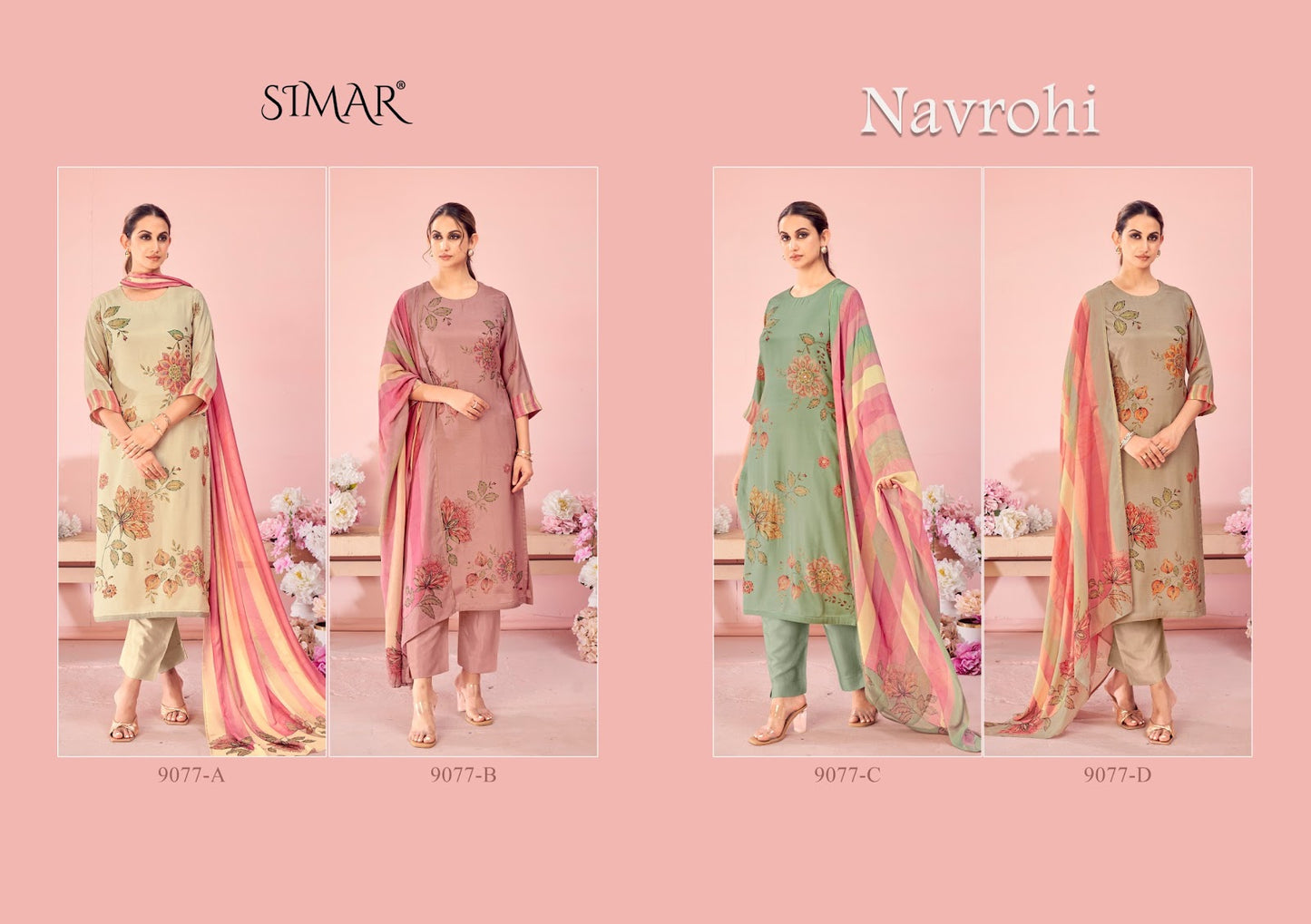 Navrohi Simar Pure Viscose Muslin Pant Style Suits Wholesale Rate