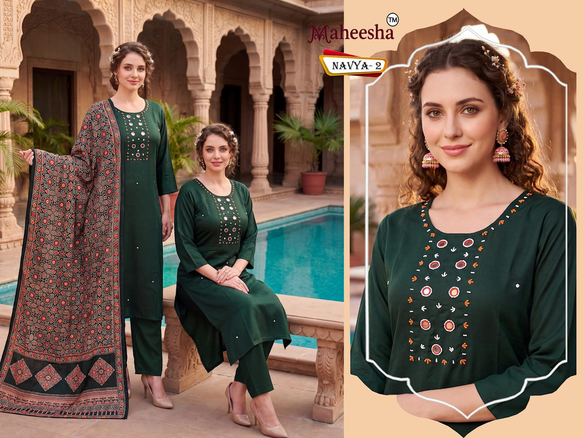 Navya Maheesha Gaji Silk Readymade Pant Style Suits Wholesaler India
